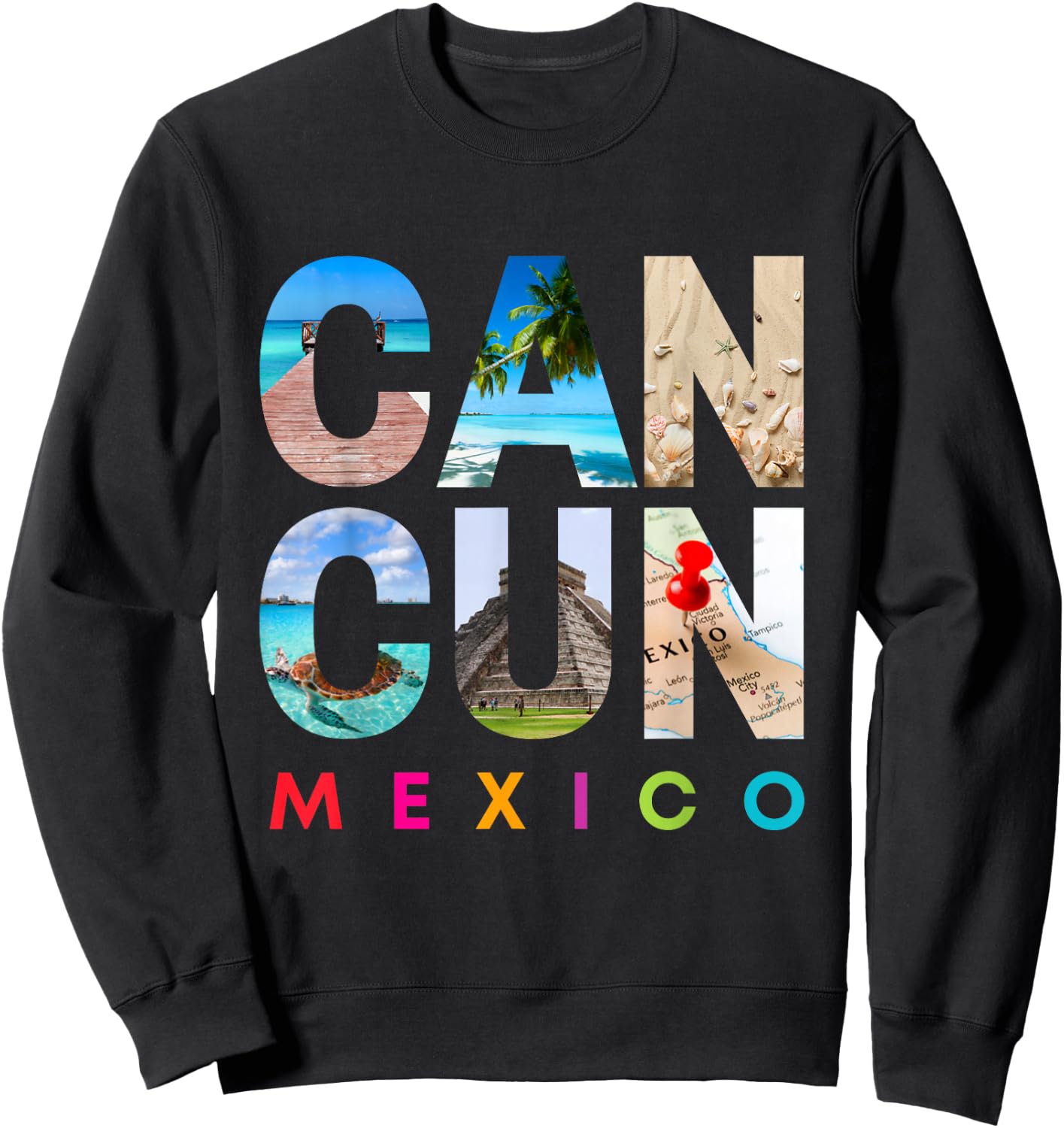CANCUN MEXICO 2022 Vacation Beach Matching Family Group Sweatshirt - Sweatshirt | Black