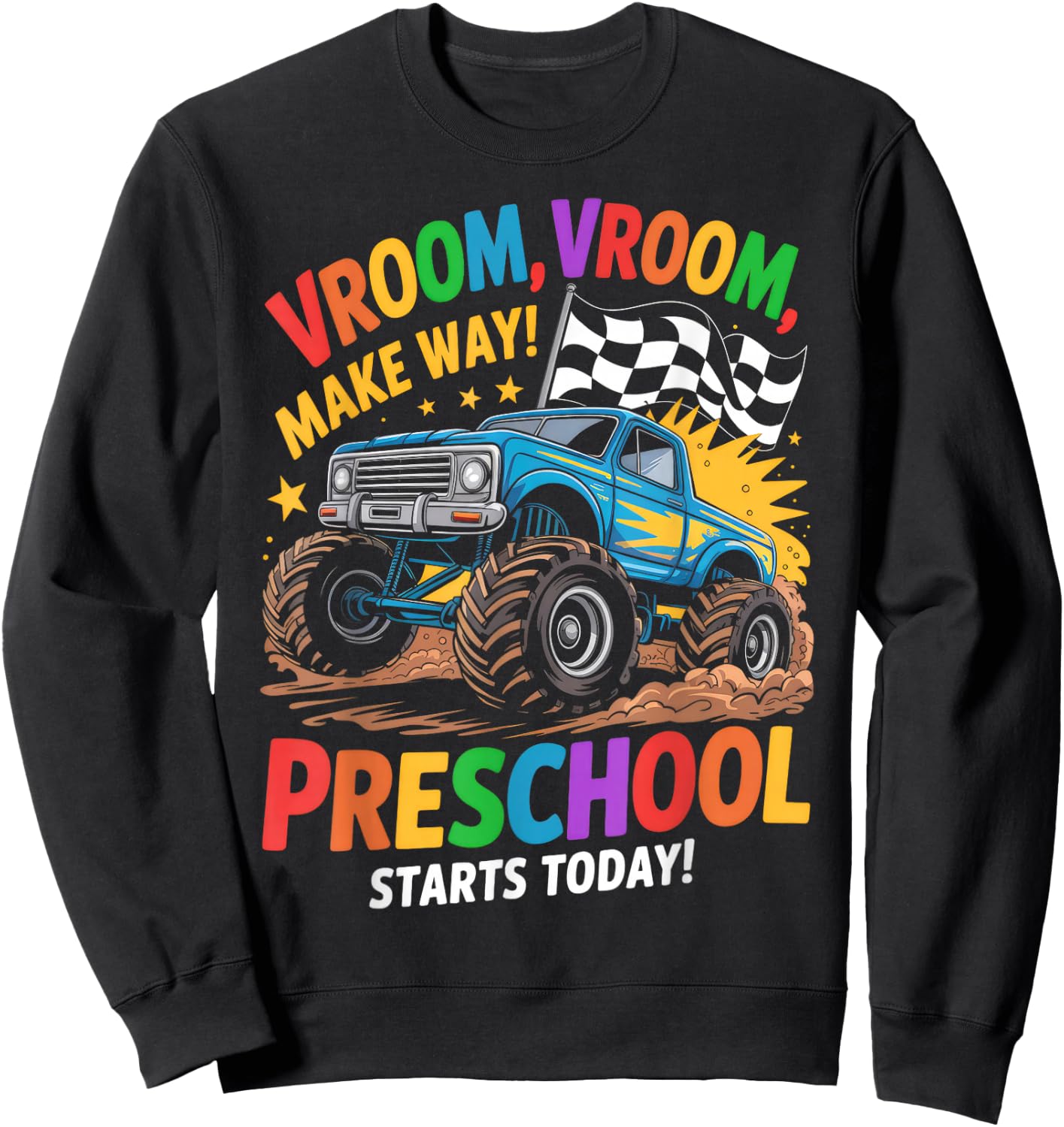 Back to School Preschool Pre-K Monster Truck First Day Boys Sweatshirt - Sweatshirt | Black