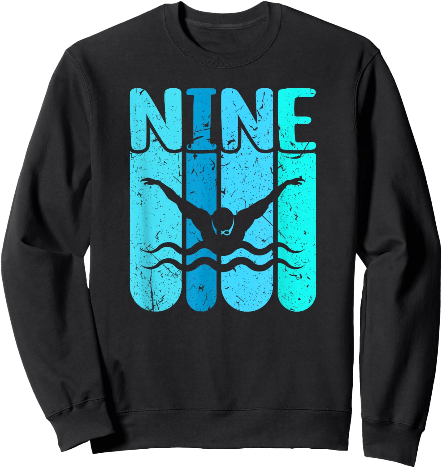 Swimmer 9th Birthday Swimming Sweatshirt - Sweatshirt | Black