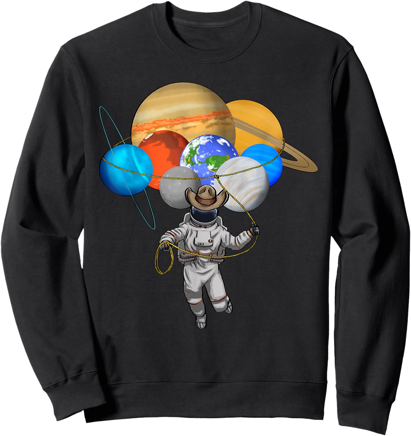 Space Cowboy Shirts Funny Vintage Western Men Retro Sweatshirt - Sweatshirt | Black
