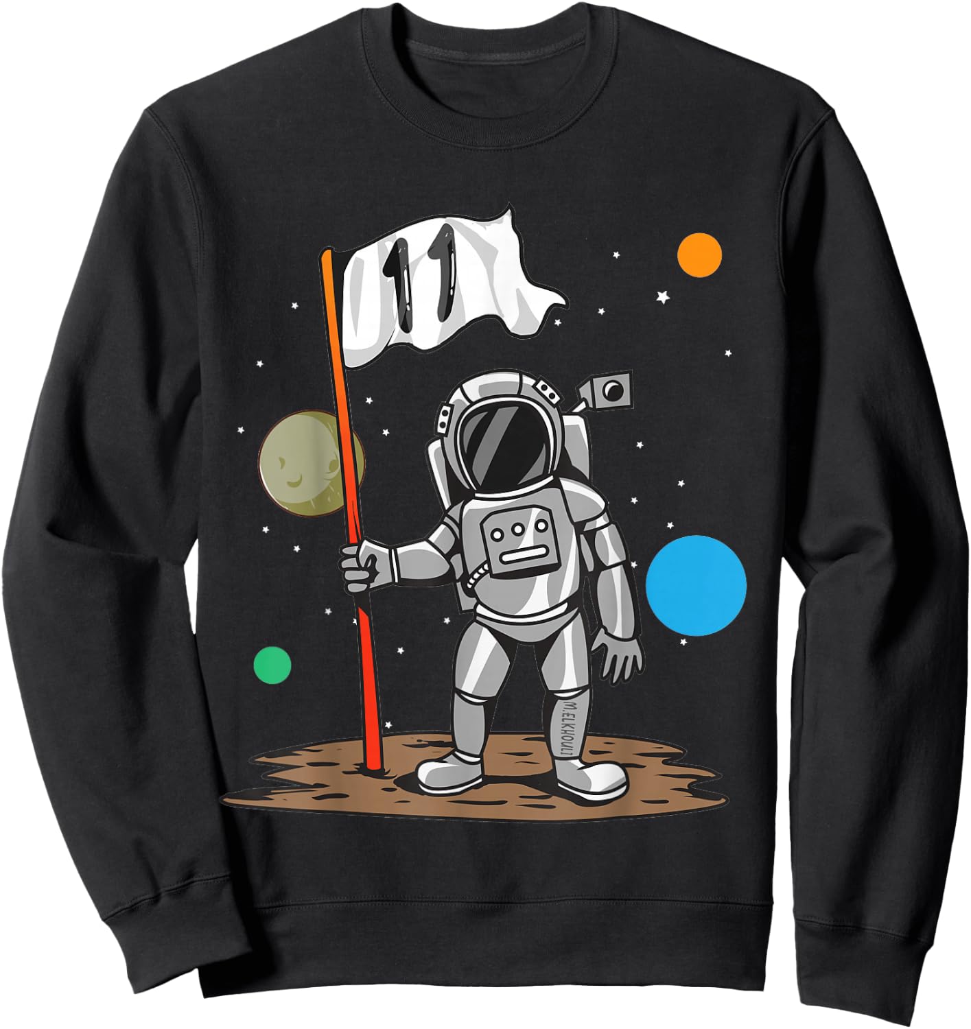 11th Birthday Outer Astrology | 11 Year Astronaut Space Sweatshirt - Sweatshirt | Black