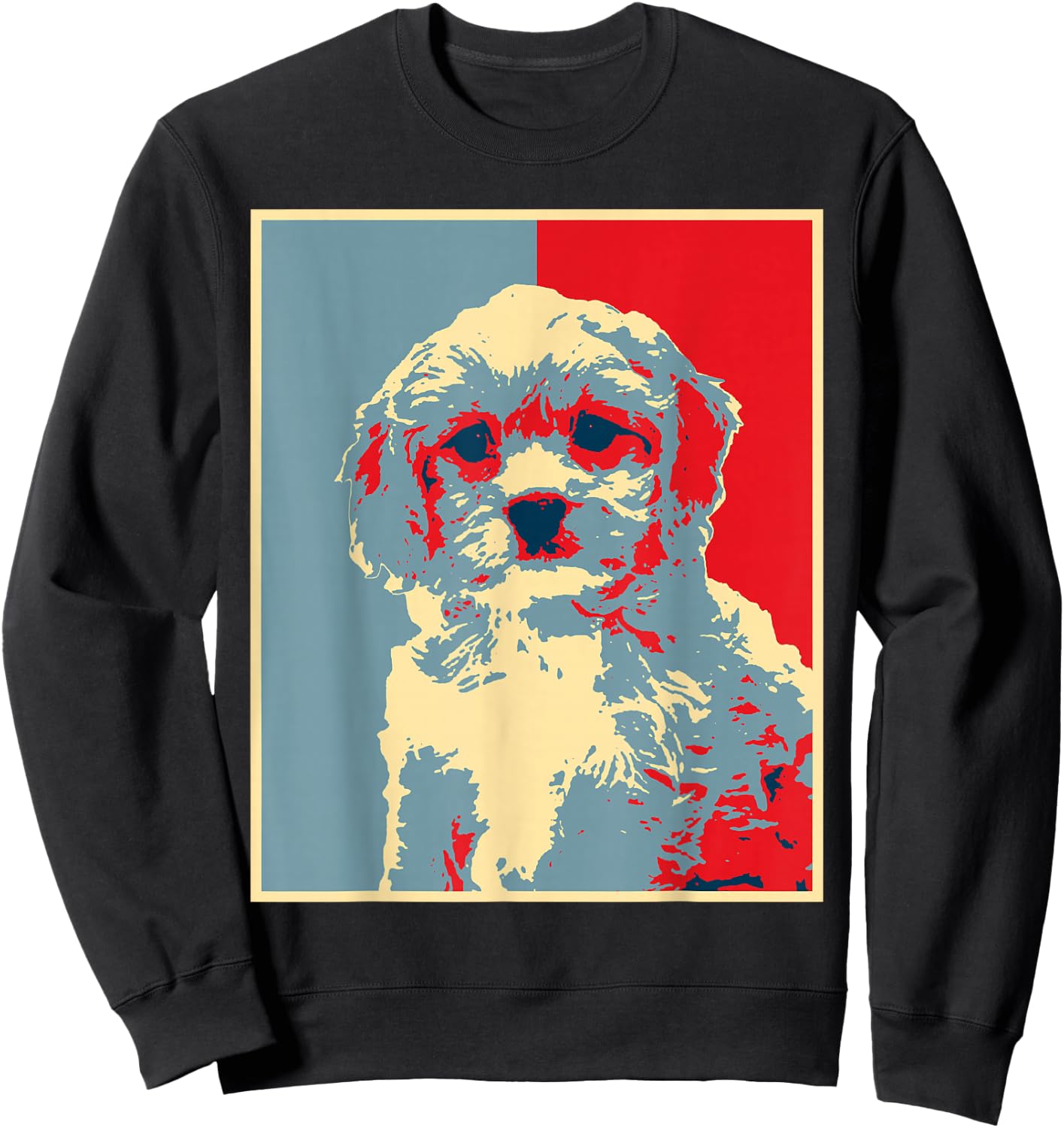 Retro Cavachon Gift Dog Owner Dog Artwork - Vintage Silhouette Cavachon Black Sweatshirt - Sweatshirt | Black