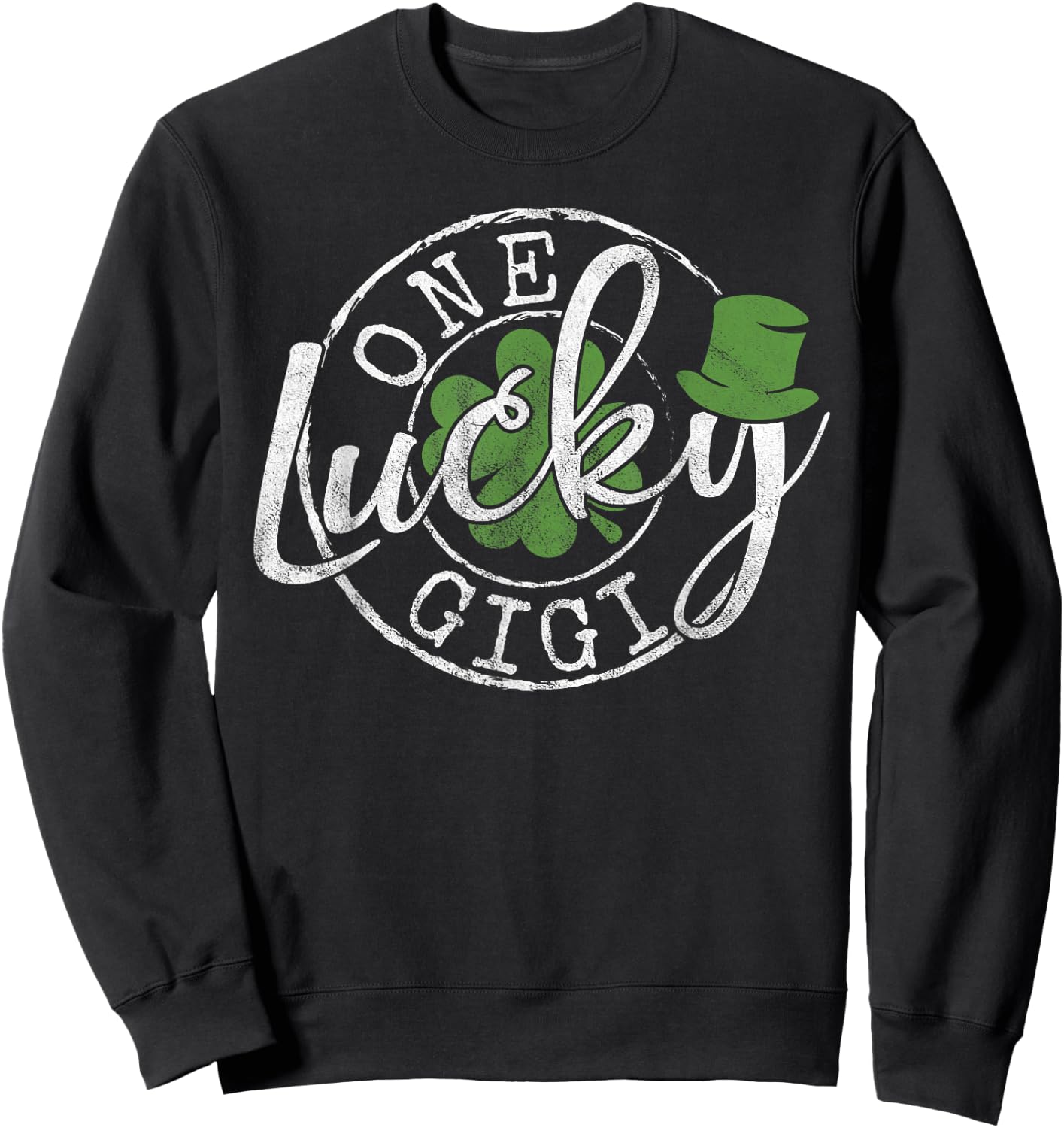 One Lucky Gigi Funny Irish Clovers Grandma St Patrick's Day Sweatshirt - Sweatshirt | Black