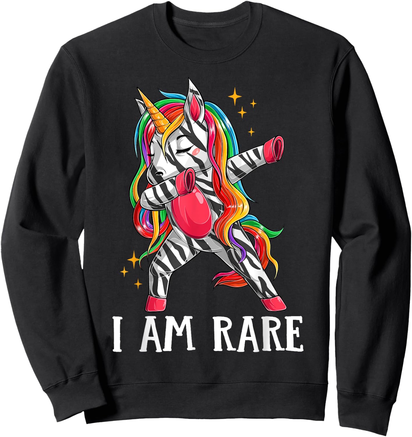 Kids I Am Rare Zebra Unicorn Warrior Rare Disease Awareness Sweatshirt - Sweatshirt | Black