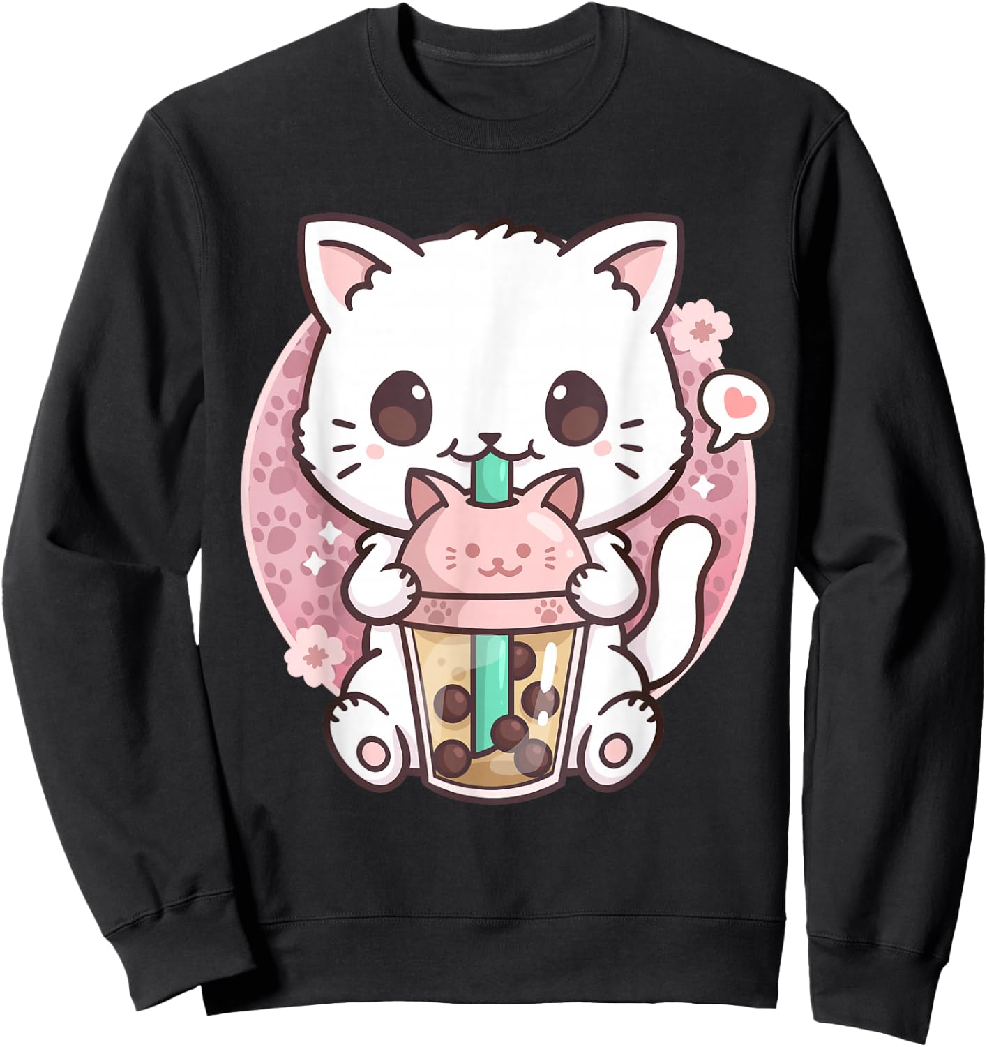 Boba Cat Boba Tea Bubble Tea Kawaii Anime Cat Kawaii Neko Sweatshirt - Sweatshirt | Black