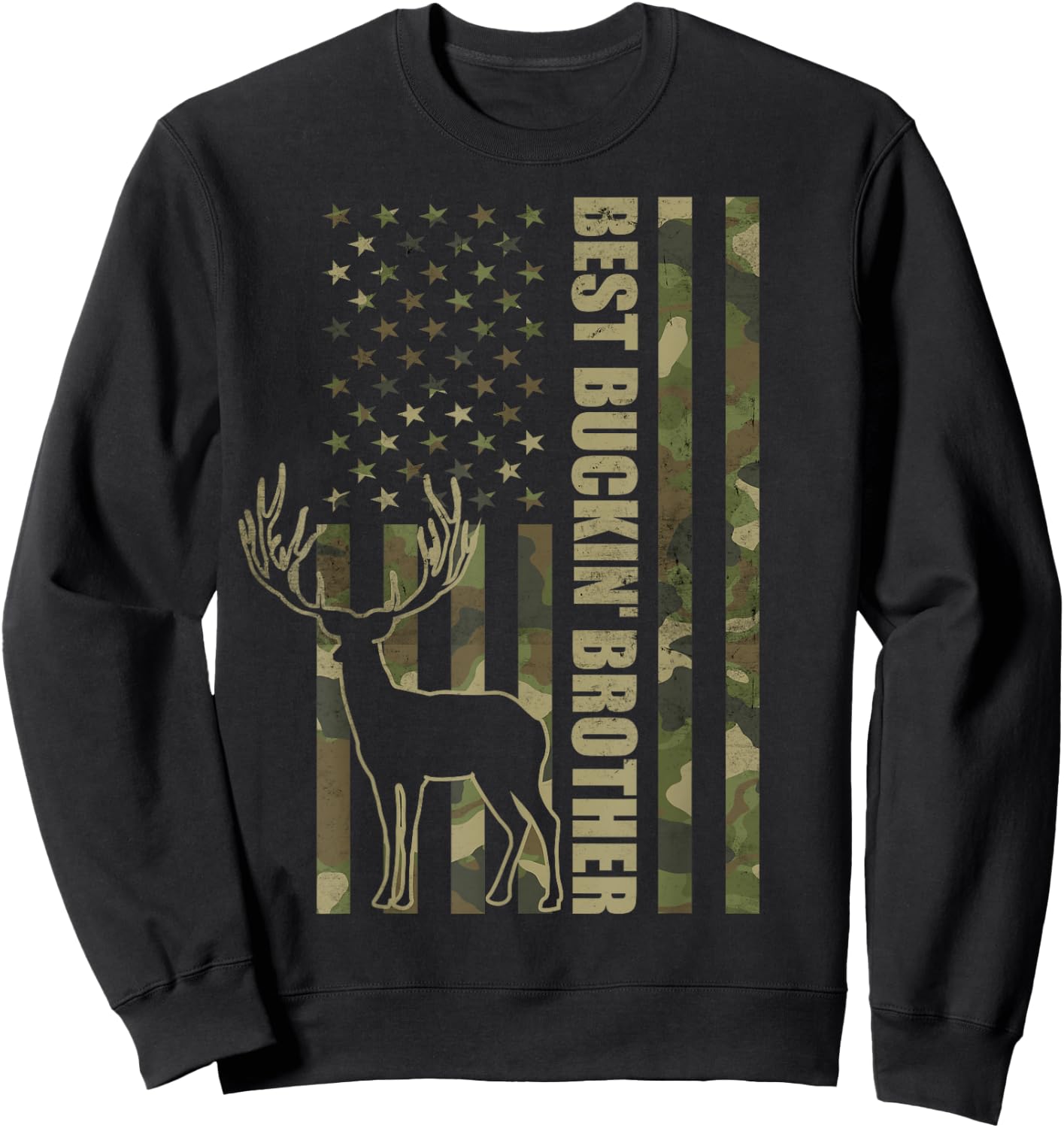 Best Buckin' Brother Camo American Flag Sweatshirt - Sweatshirt | Black