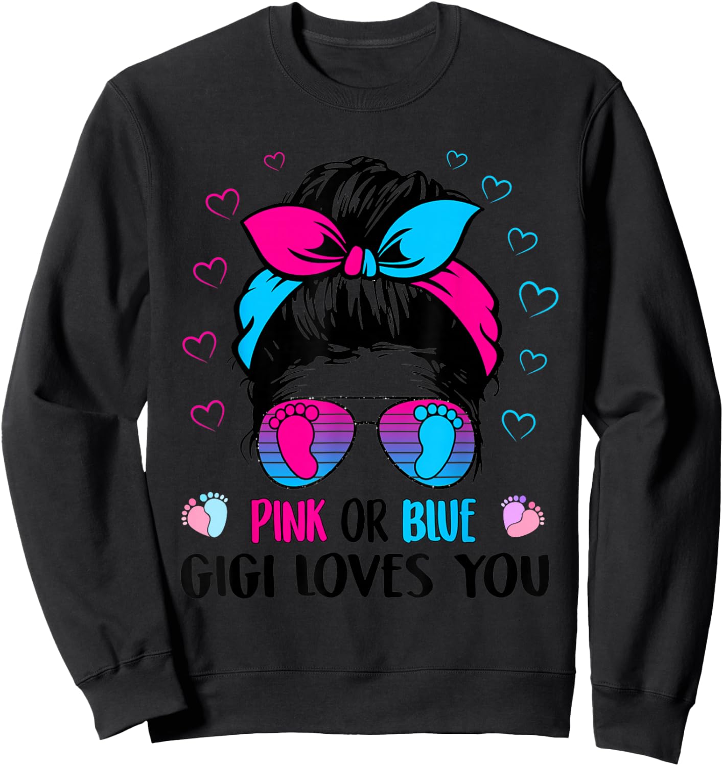 Pink or Blue Gigi Loves You Gender Reveal Sweatshirt - Sweatshirt | Black