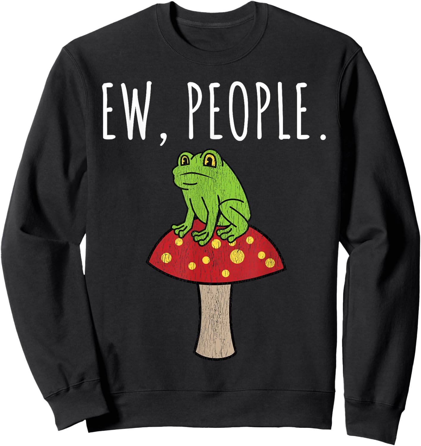 Ew People Frog Mushroom Sweatshirt - Sweatshirt | Black