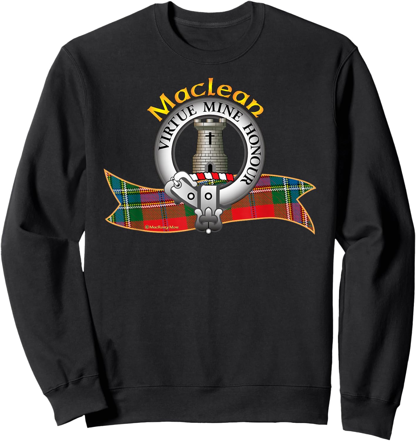 Maclean Clan Tartan Crest Motto Sweatshirt - Sweatshirt | Black