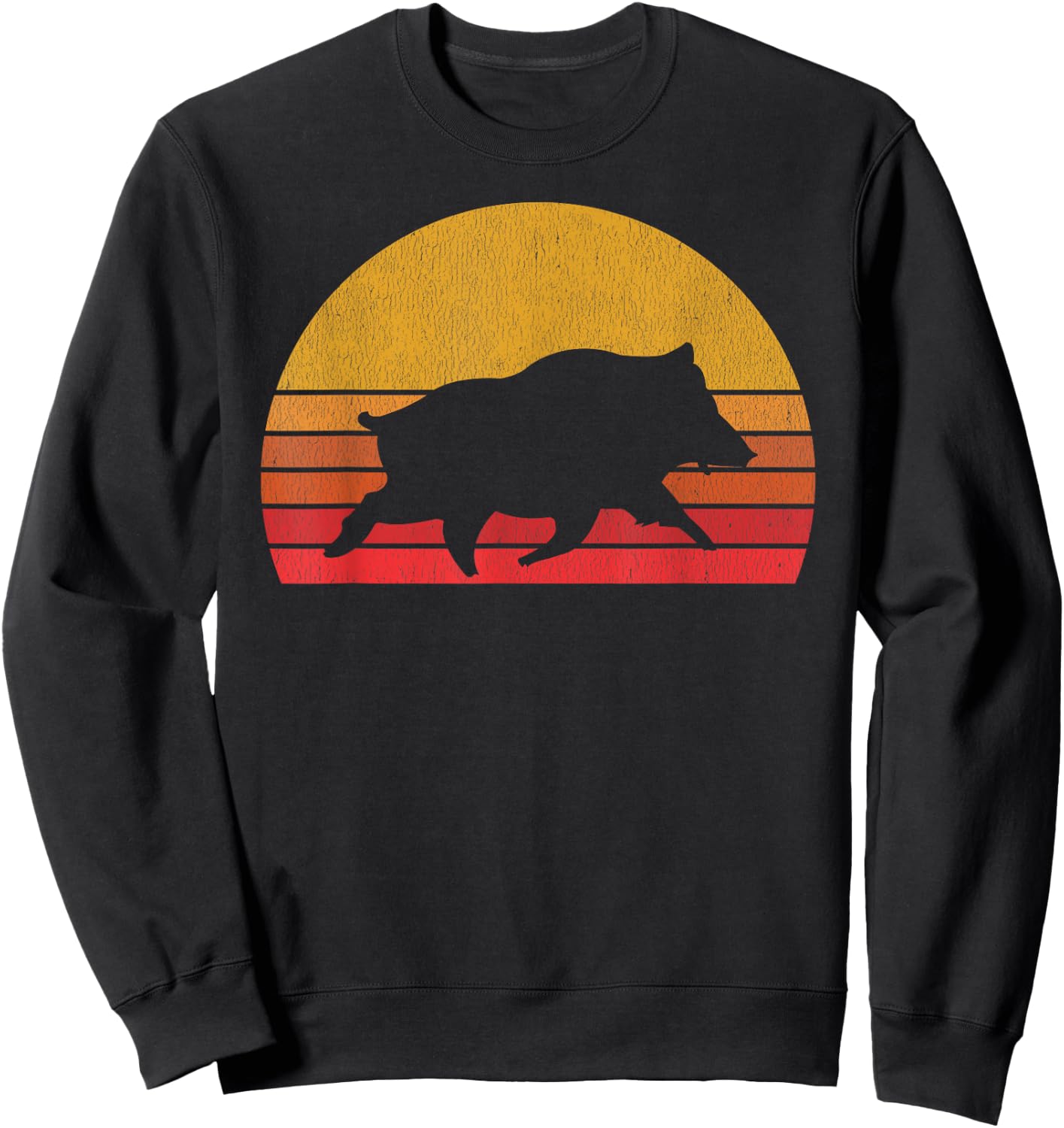 Boar Hunting - Retro Sunset Wild Pigs Boar Hunter Sweatshirt - Sweatshirt | Black