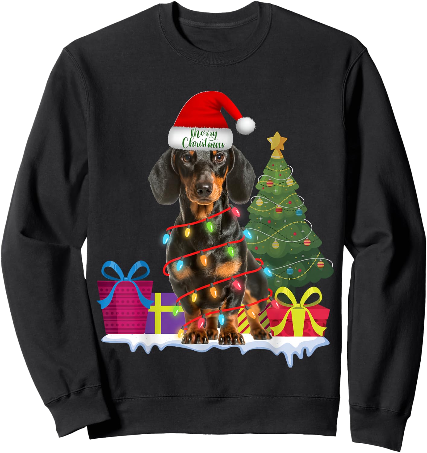 Dachshund Dackel Wiener Dog Ugly Christmas Sweater Teckels Sweatshirt - Sweatshirt | Black