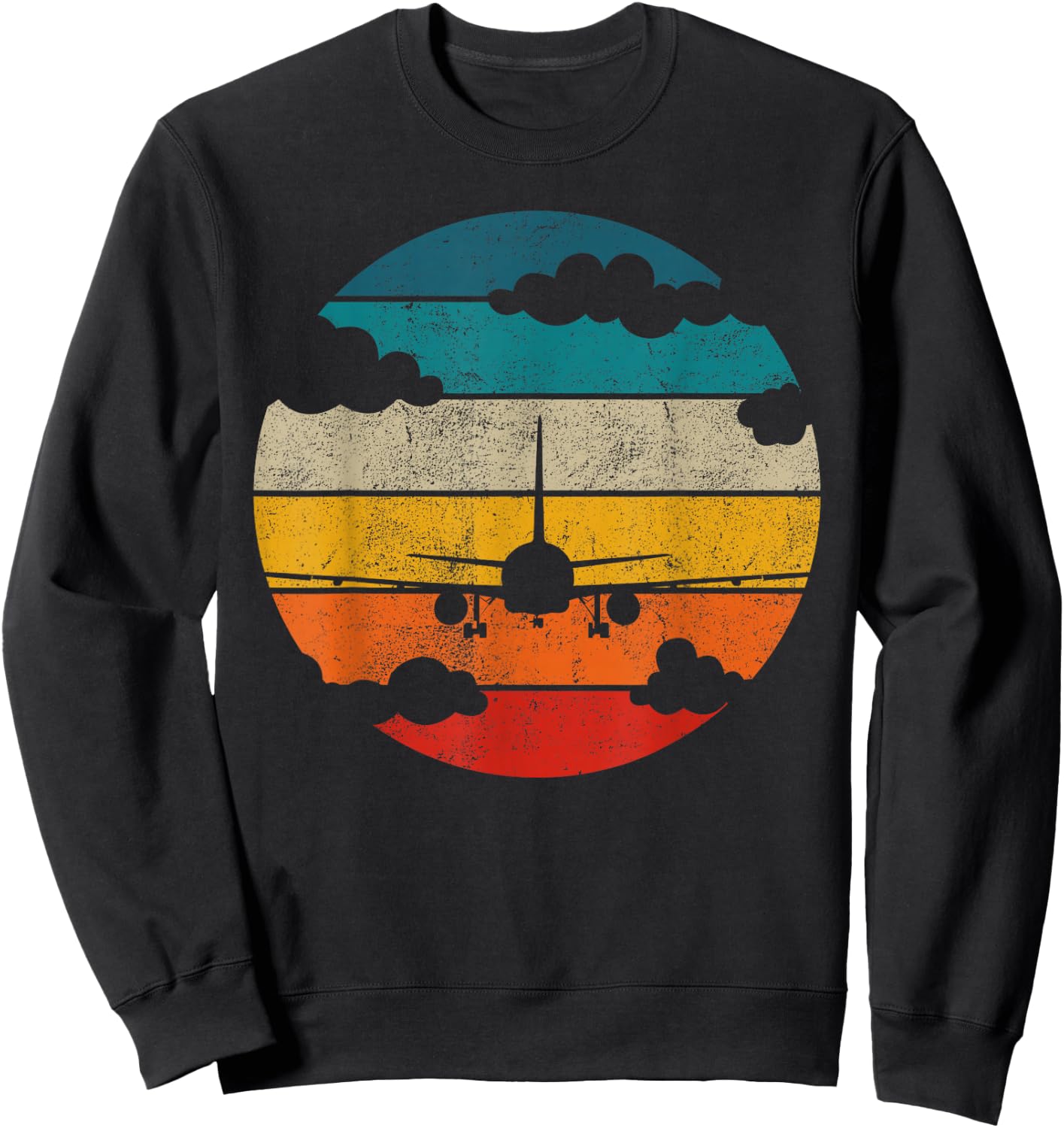 Airplane Retro Vintage Plane Aviator Aircraft Pilot Airplane Sweatshirt - Sweatshirt | Black
