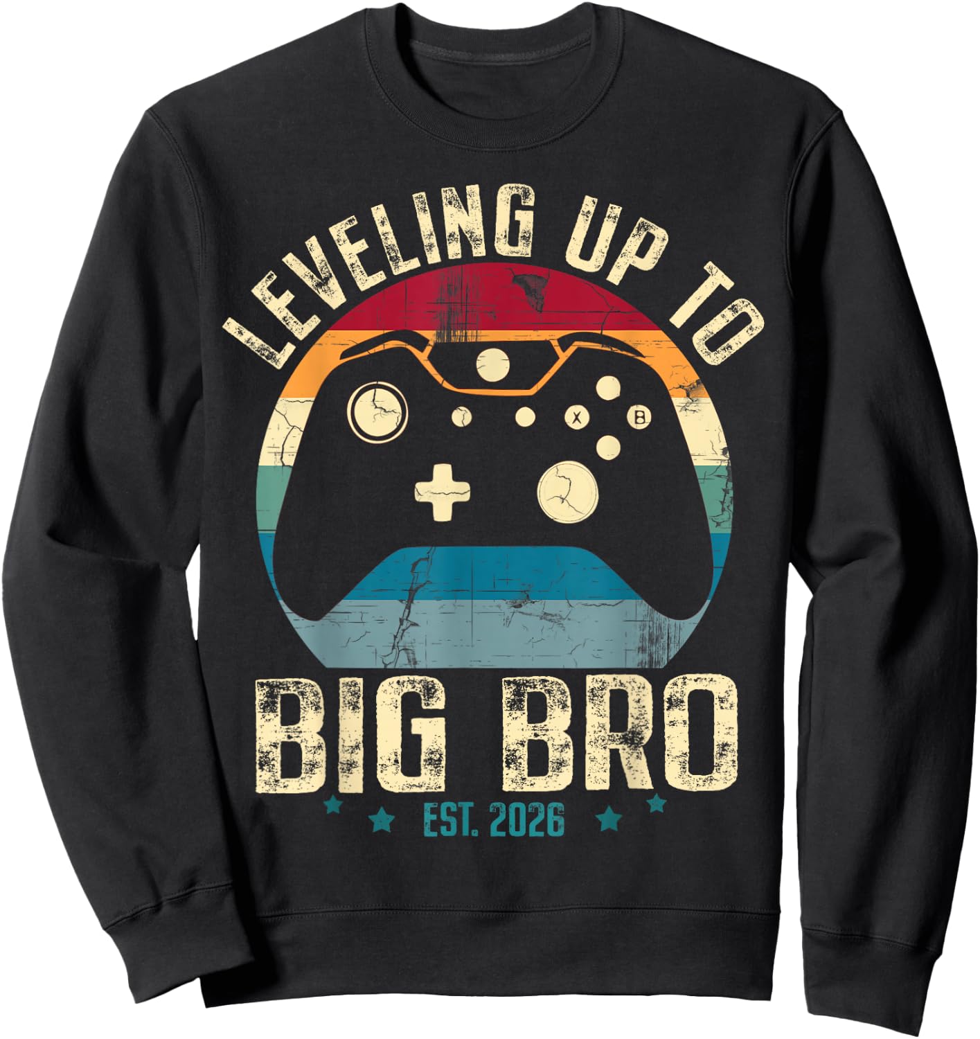 Leveling up to Big Brother 2026 Funny Gamer Boys Kids Men Sweatshirt - Sweatshirt | Black