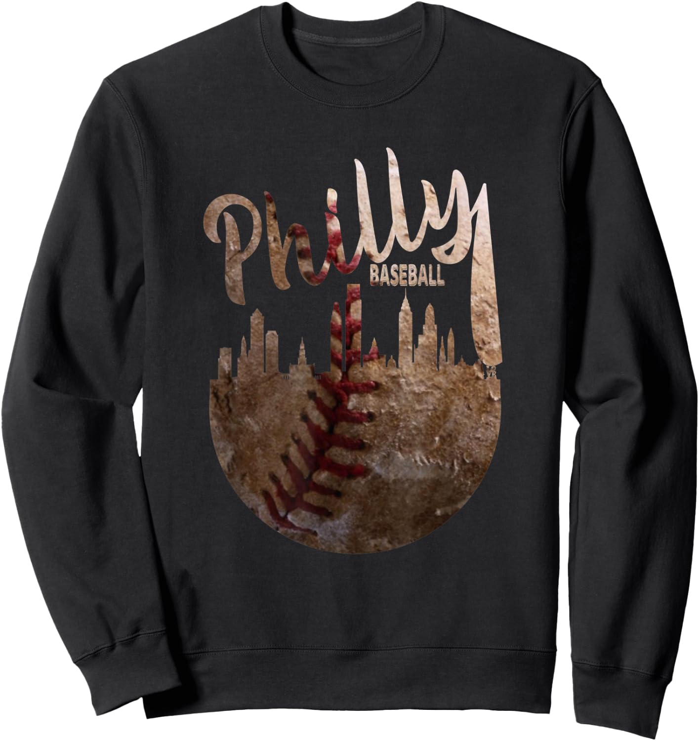 Retro Philadelphia Baseball Vintage distressed Men Women Sweatshirt - Sweatshirt | Black