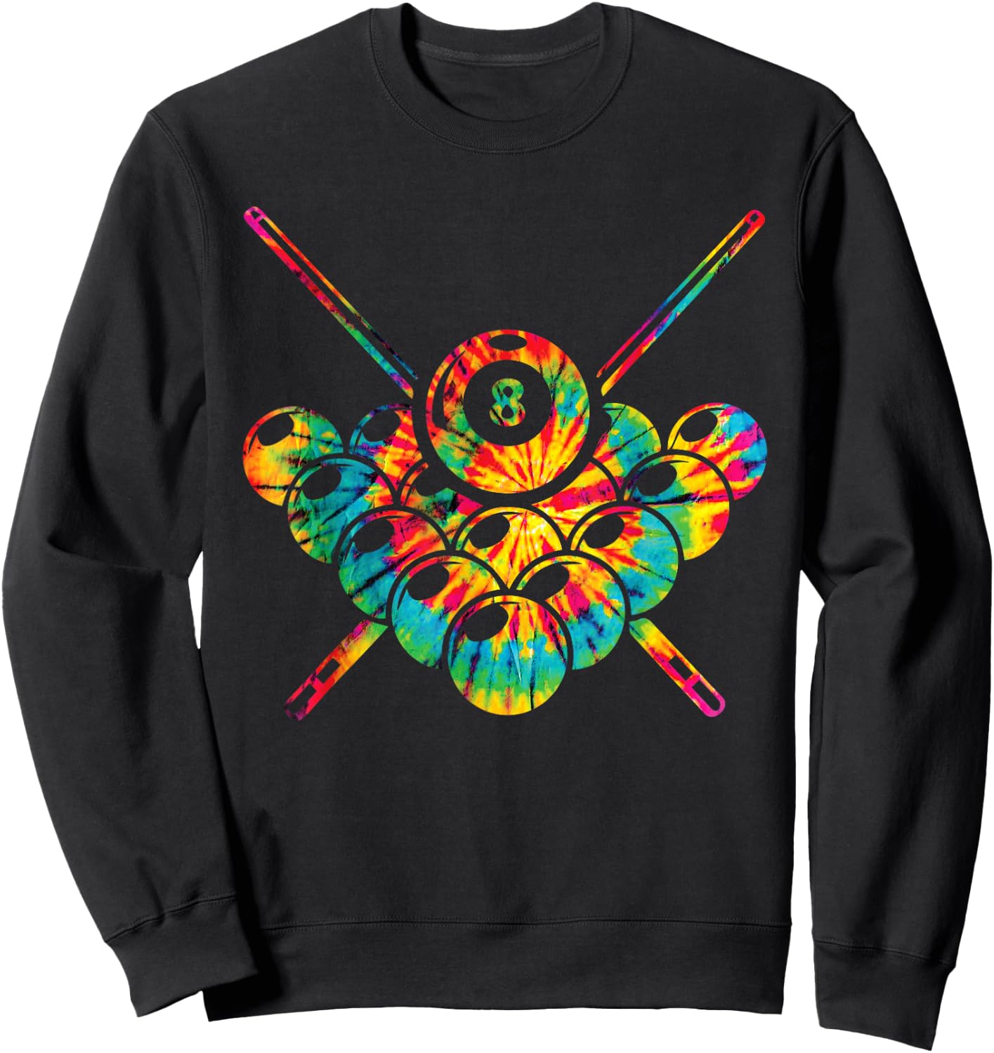 Pool Billiard 8 Ball Tie Dye Rainbow Kids Boys Men Girls Sweatshirt - Sweatshirt | Black