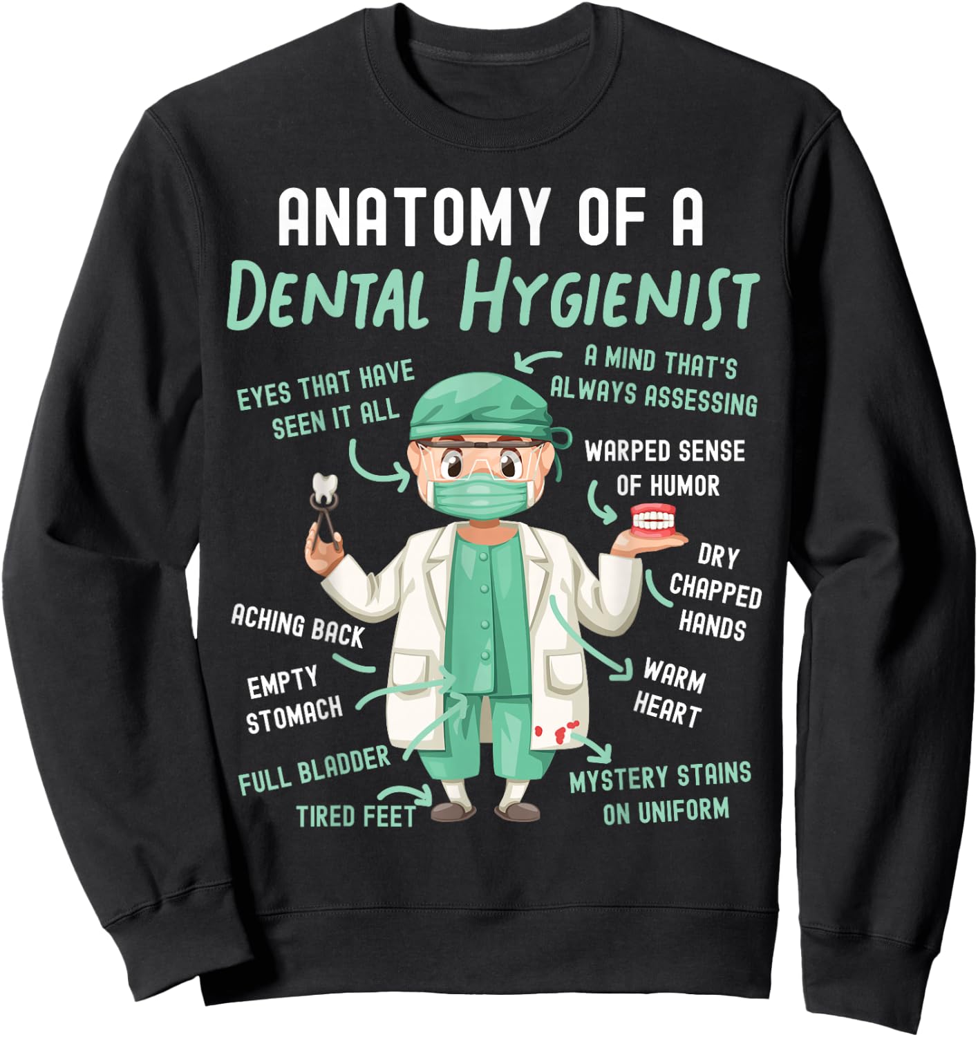 Dental Hygienist Anatomy Sweatshirt - Sweatshirt | Black