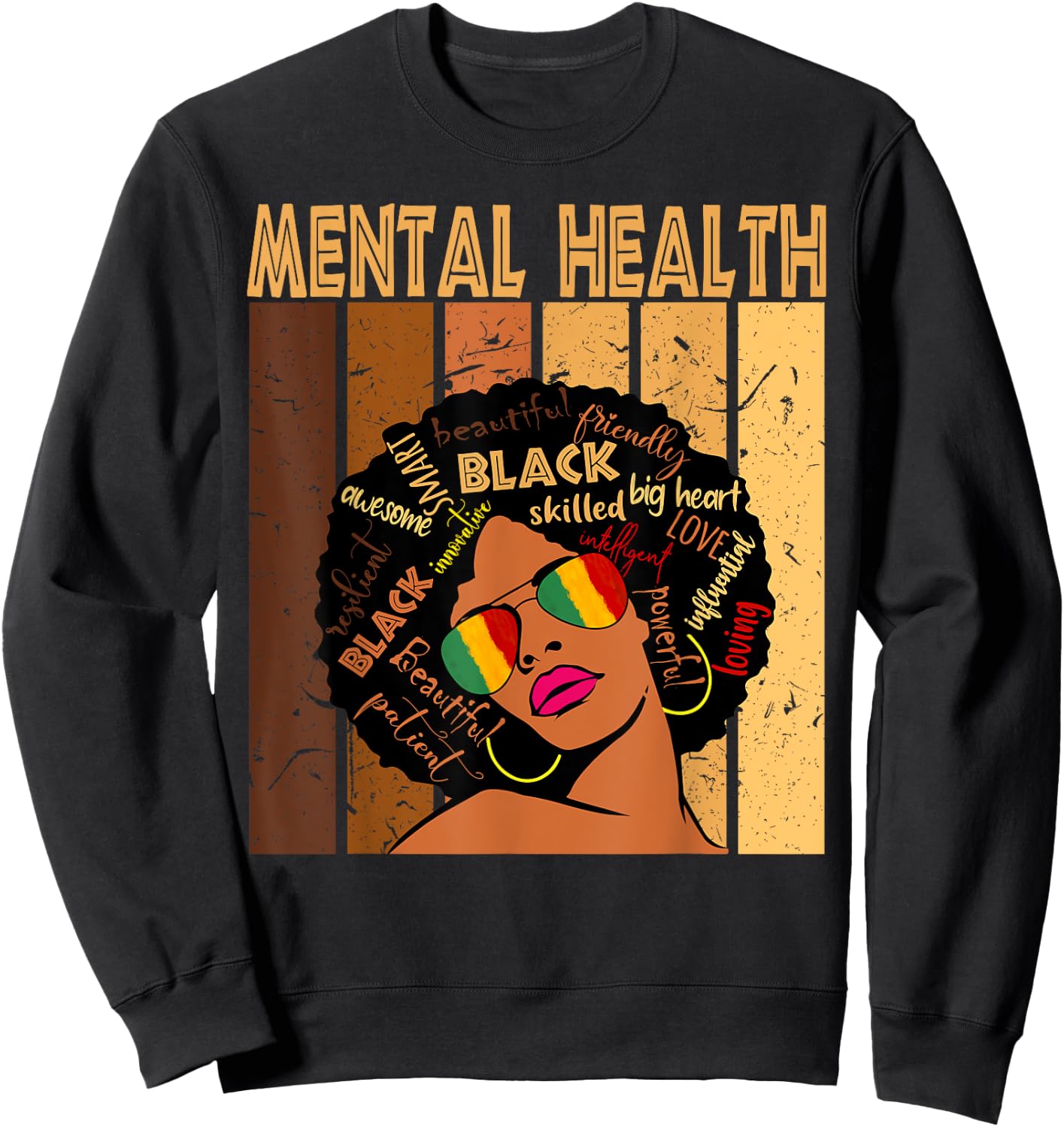 Mental Health Afro African American Black History Month Sweatshirt - Sweatshirt | Black