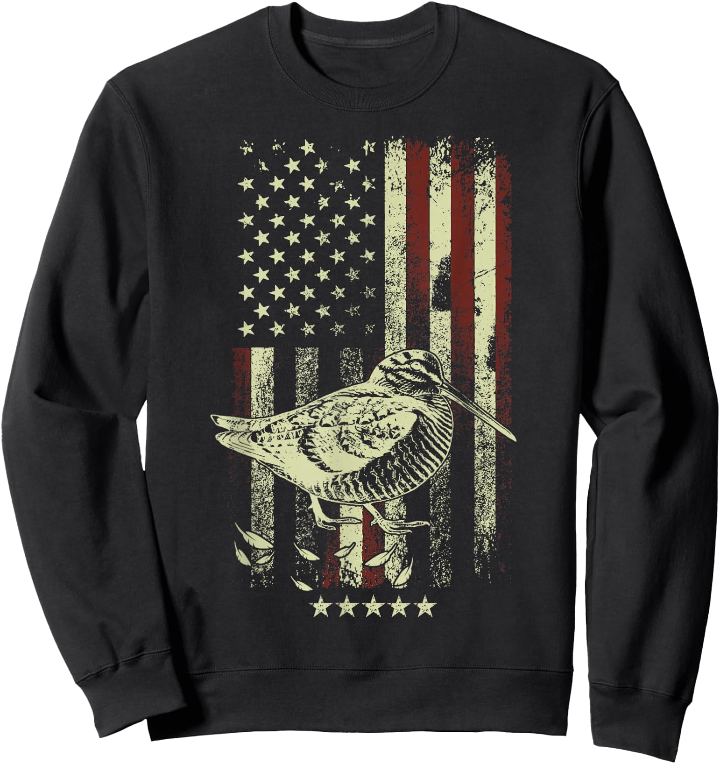 USA American Flag Hunters - Hunting Woodcock Bird Sweatshirt - Sweatshirt | Black