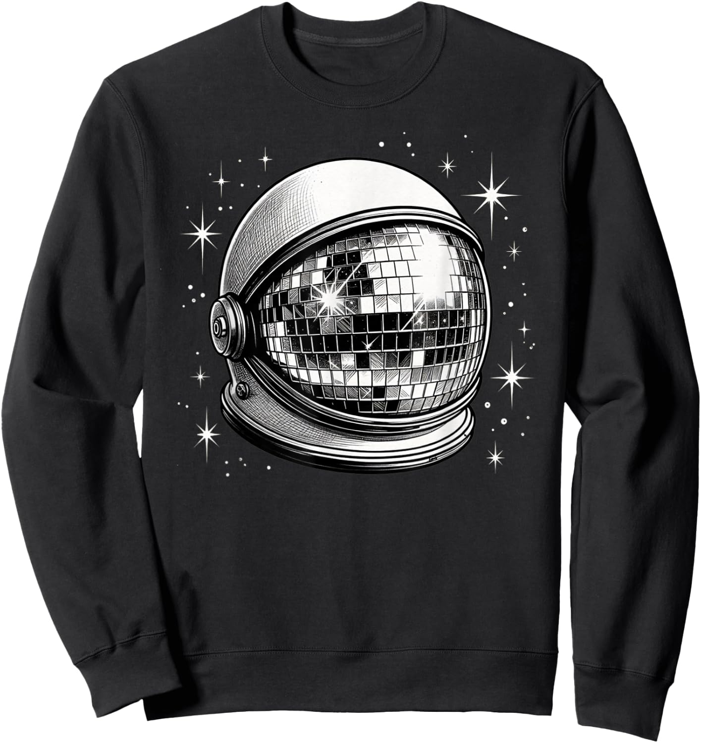 Outer Space Astronaut Helmet Disco Ball Sweatshirt - Sweatshirt | Black