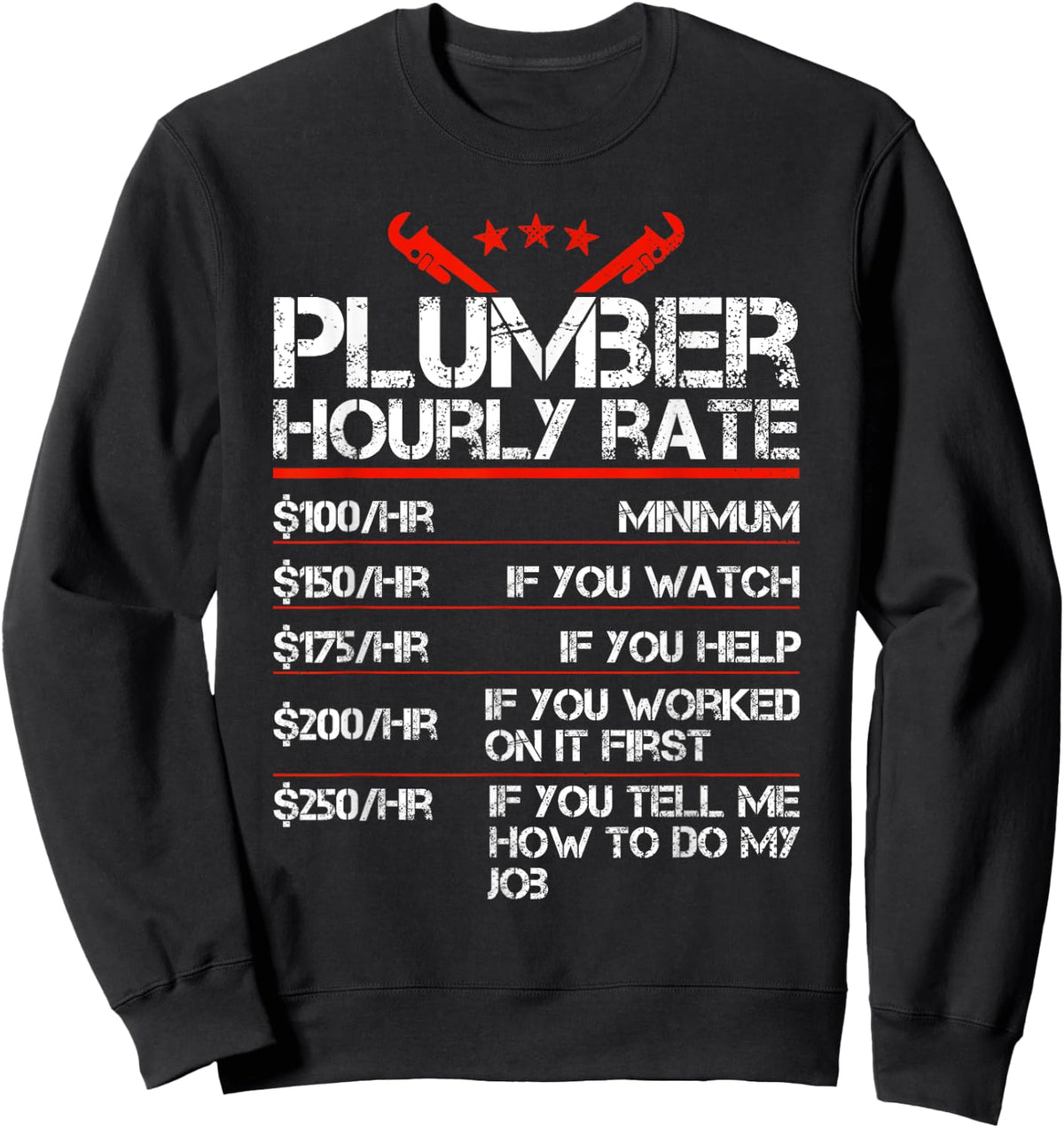 Funny Plumber Gifts Plumber Hourly Labor Rates Plumber Men Sweatshirt - Sweatshirt | Black