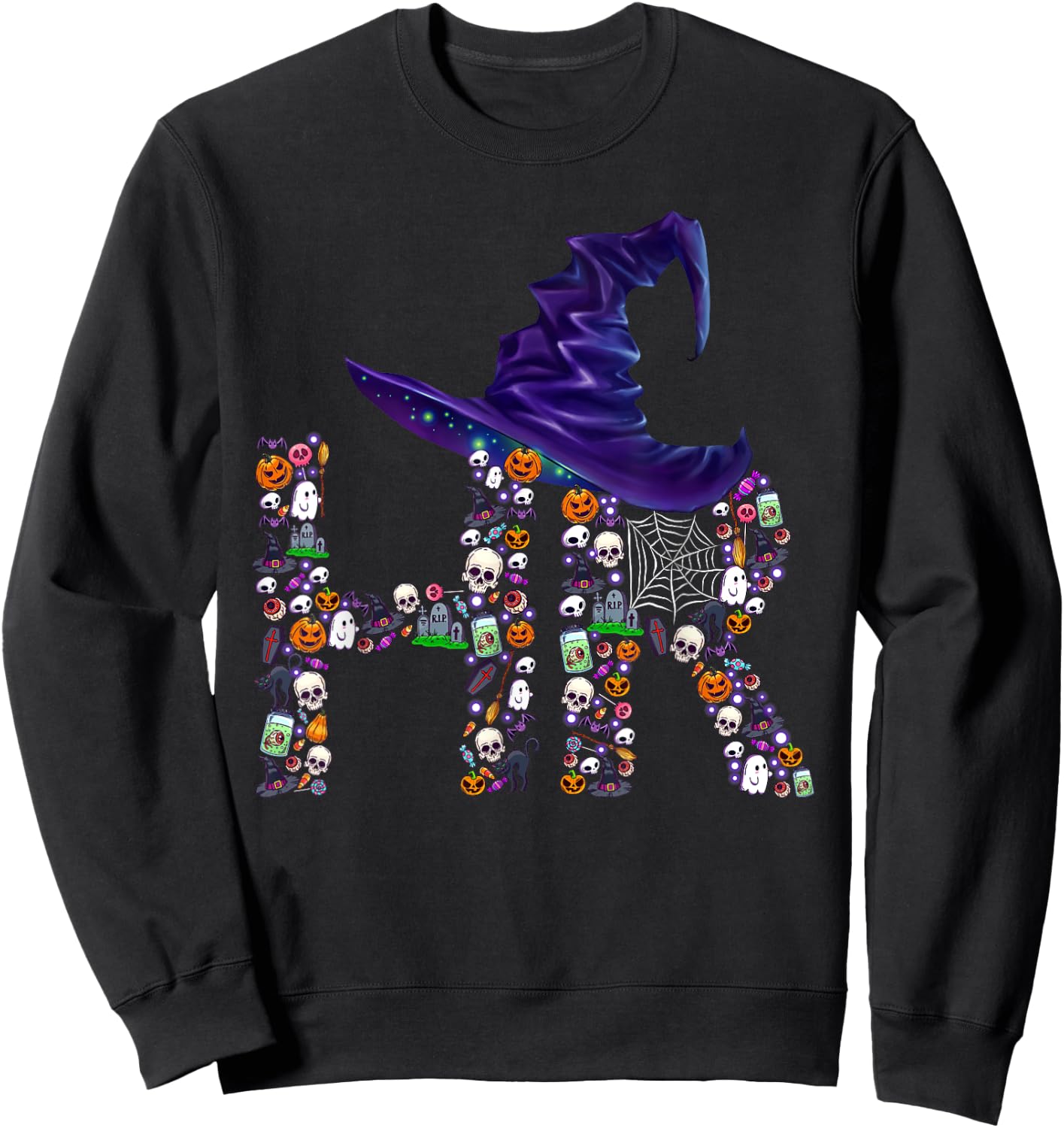 Funny HR Witch Human Resources Pumpkin Halloween Costume Sweatshirt - Sweatshirt | Black