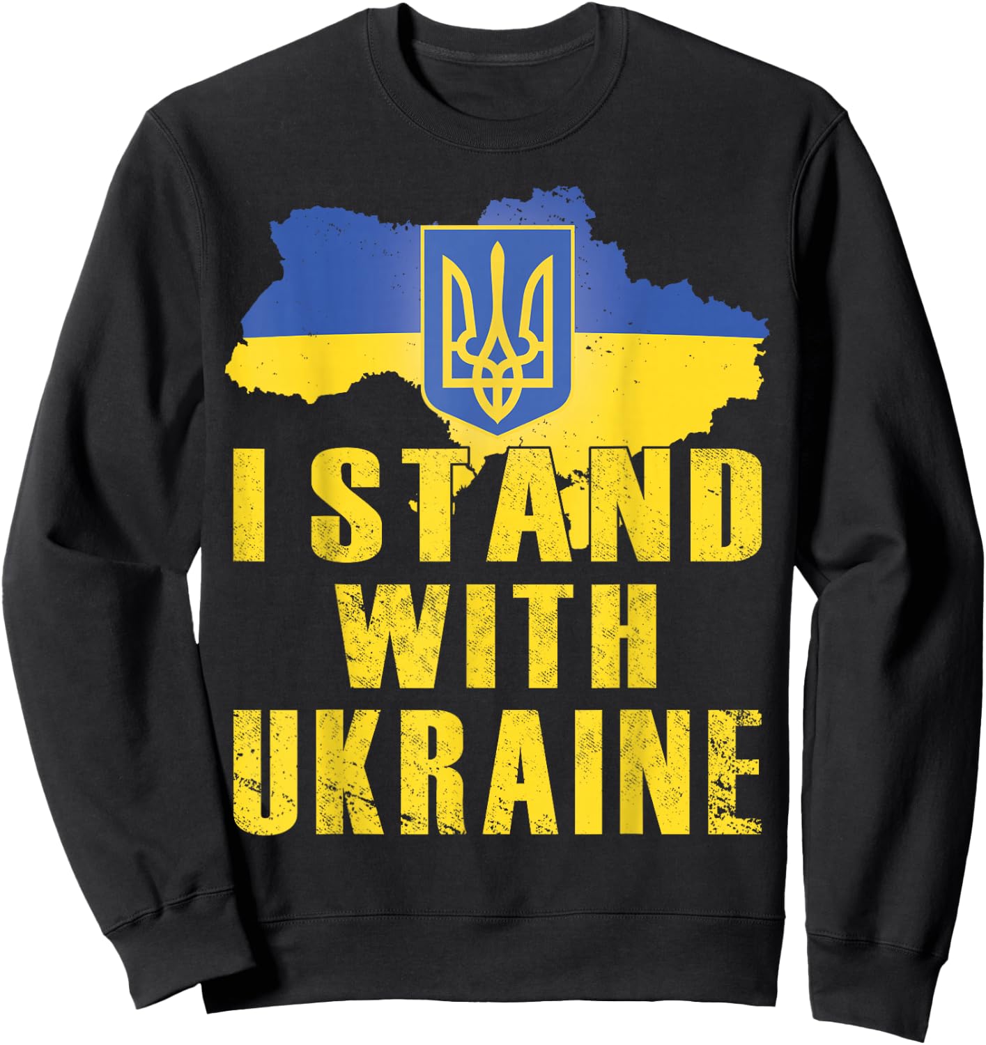 I Stand With Ukraine Shirt Ukrainian Flag Zelensky Tryzub Sweatshirt - Sweatshirt | Black