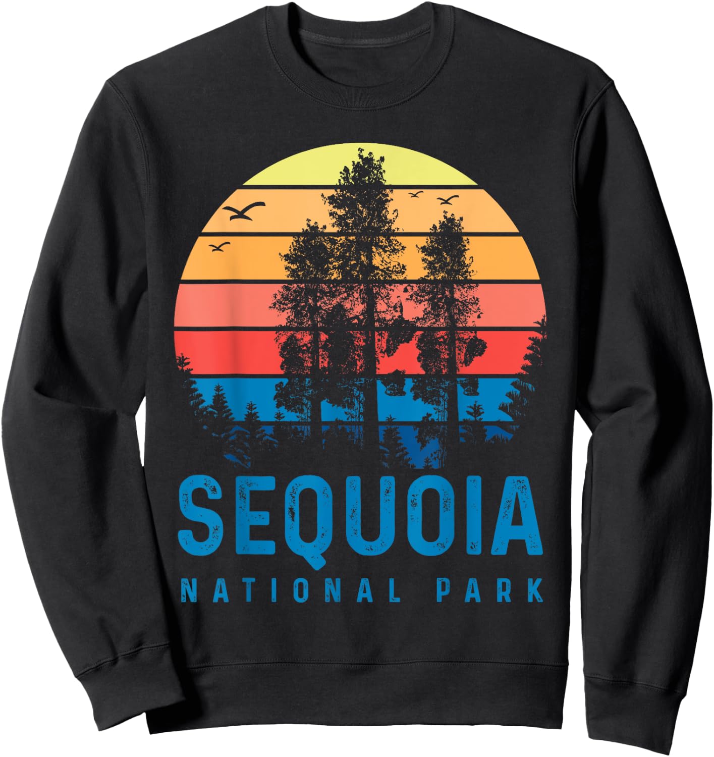 Sequoia National Park Sunset Retro T Vintage Apparel Sweatshirt - Sweatshirt | Black