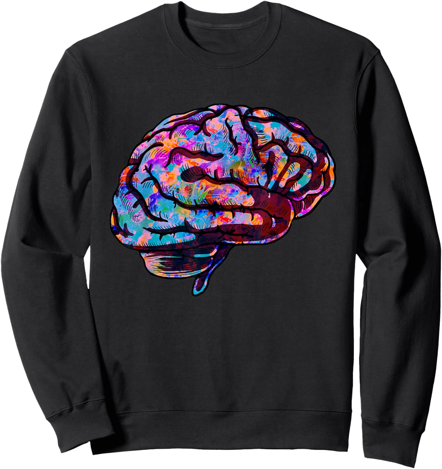 Phsychedelic Art Tie Dye Human Brain Cool Neurologist Gift Sweatshirt - Sweatshirt | Black