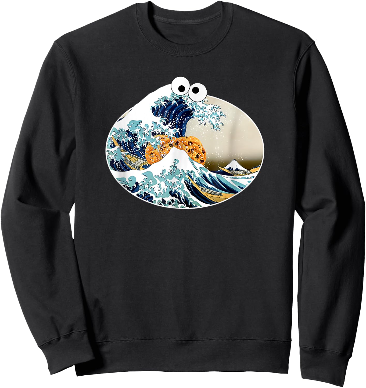 The Great Cookie Eating Wave Off Kanagawa - Googly Eyes Art Sweatshirt - Sweatshirt | Black