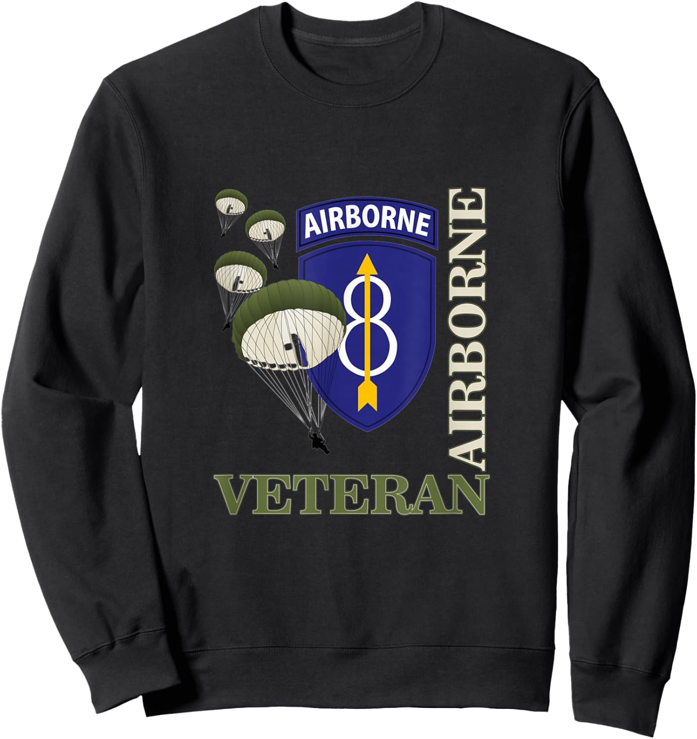8th Airborne Division Veteran Paratrooper Veterans Day Xmas Sweatshirt - Sweatshirt | Black
