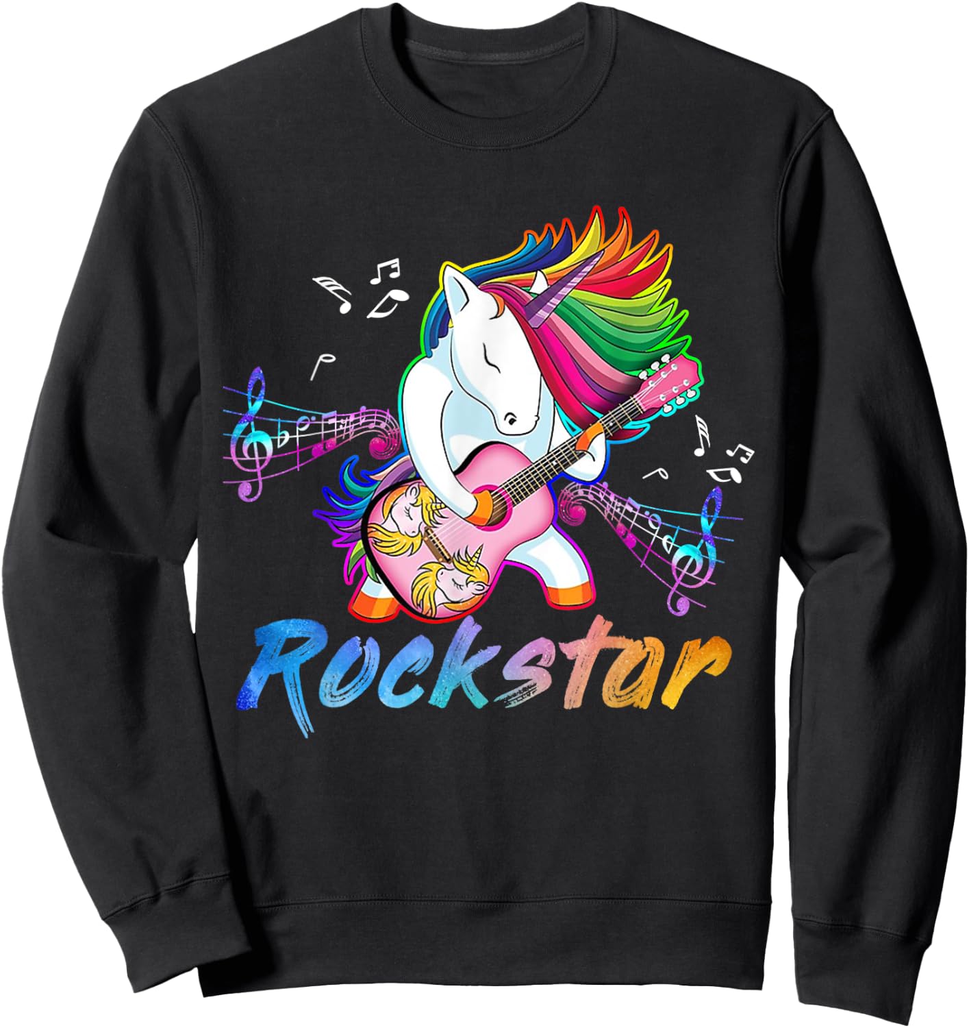 Unicorn Rock star Guitar Rockin' music singer Sweatshirt - Sweatshirt | Black