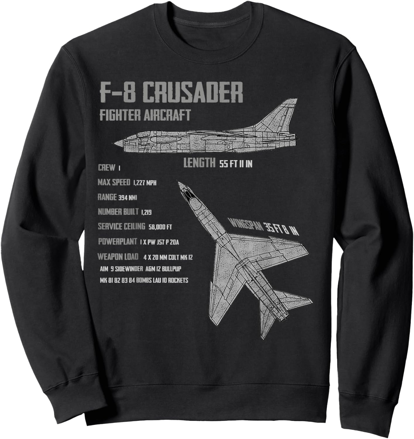 F-8 Crusader Sweatshirt - Sweatshirt | Black