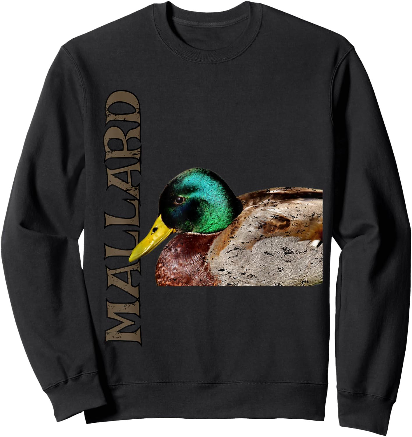 Distressed Artistic Mallard Duck Sweatshirt - Sweatshirt | Black