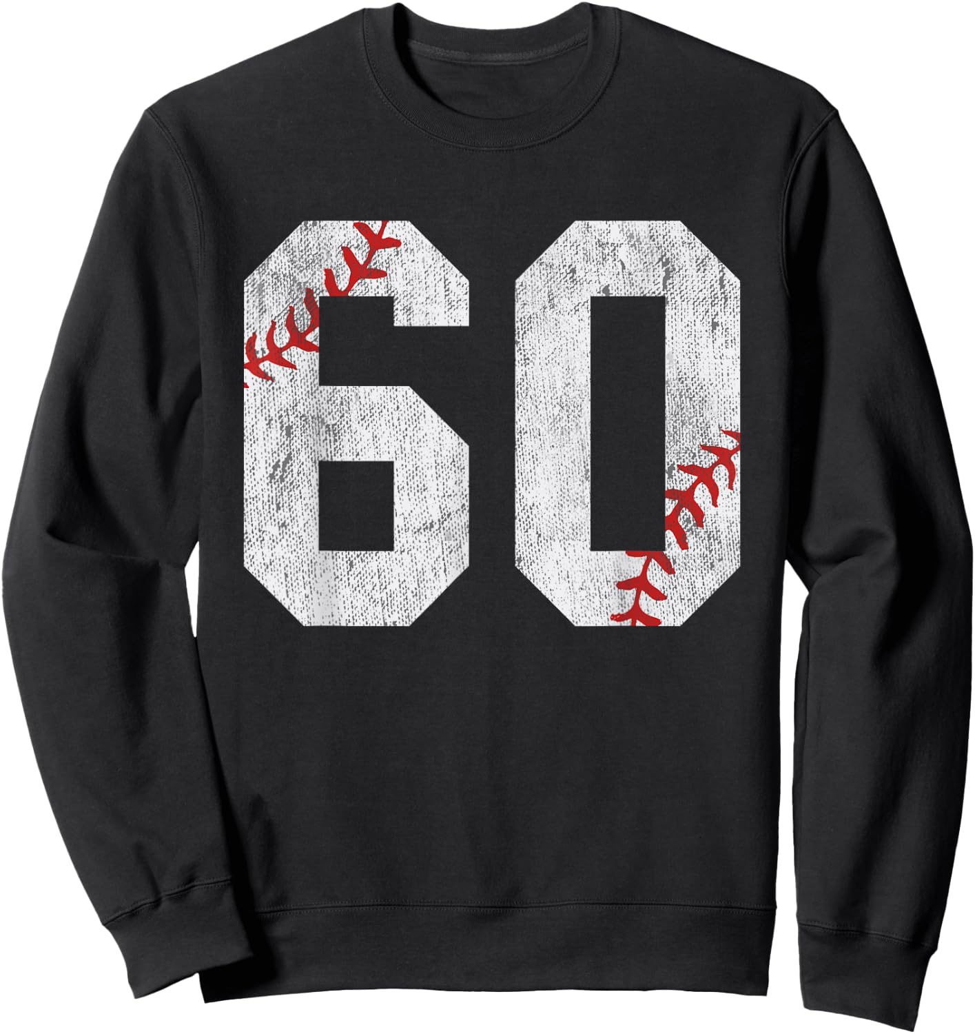 Number #60 Vintage 60th Birthday Baseball Lover 60 Years Old Sweatshirt - Sweatshirt | Black