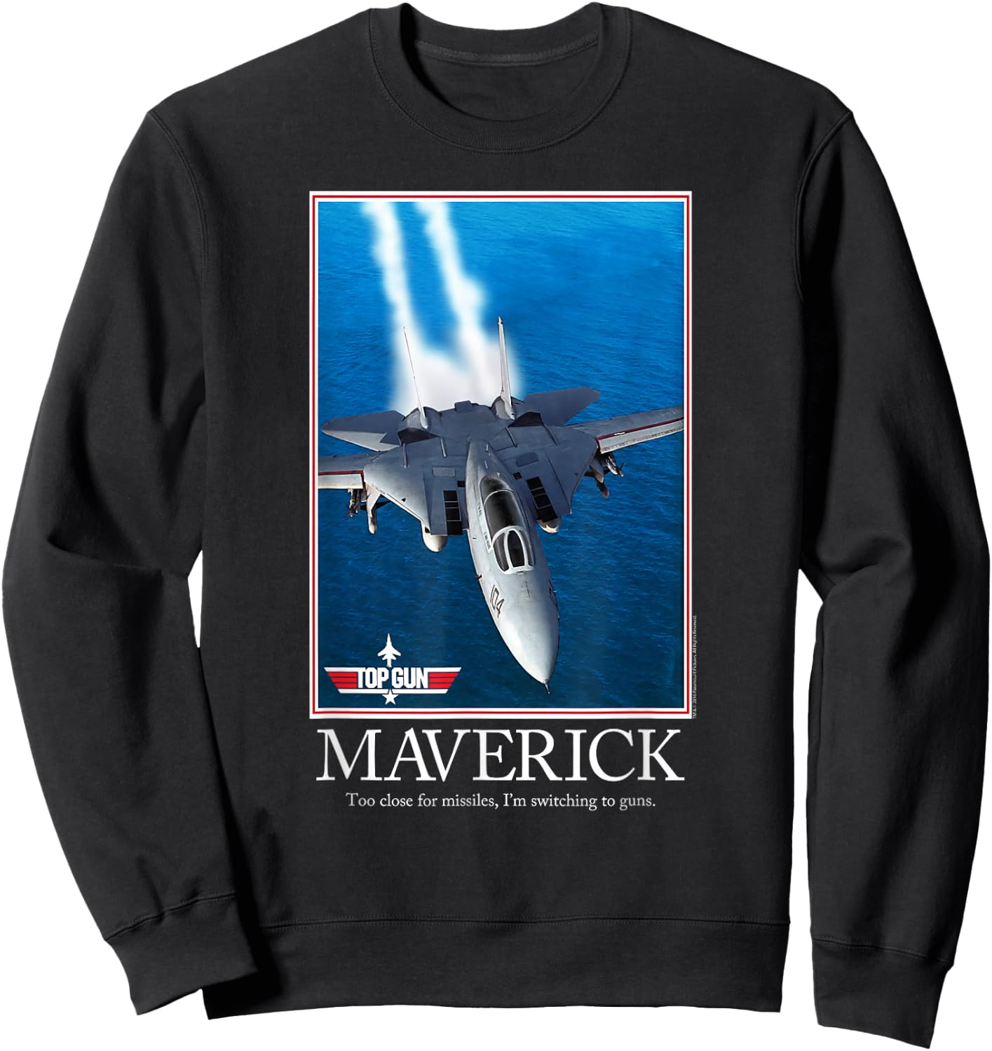 Top Gun Maverick Motivational Poster with Jet Action Movie Sweatshirt - Sweatshirt | Black