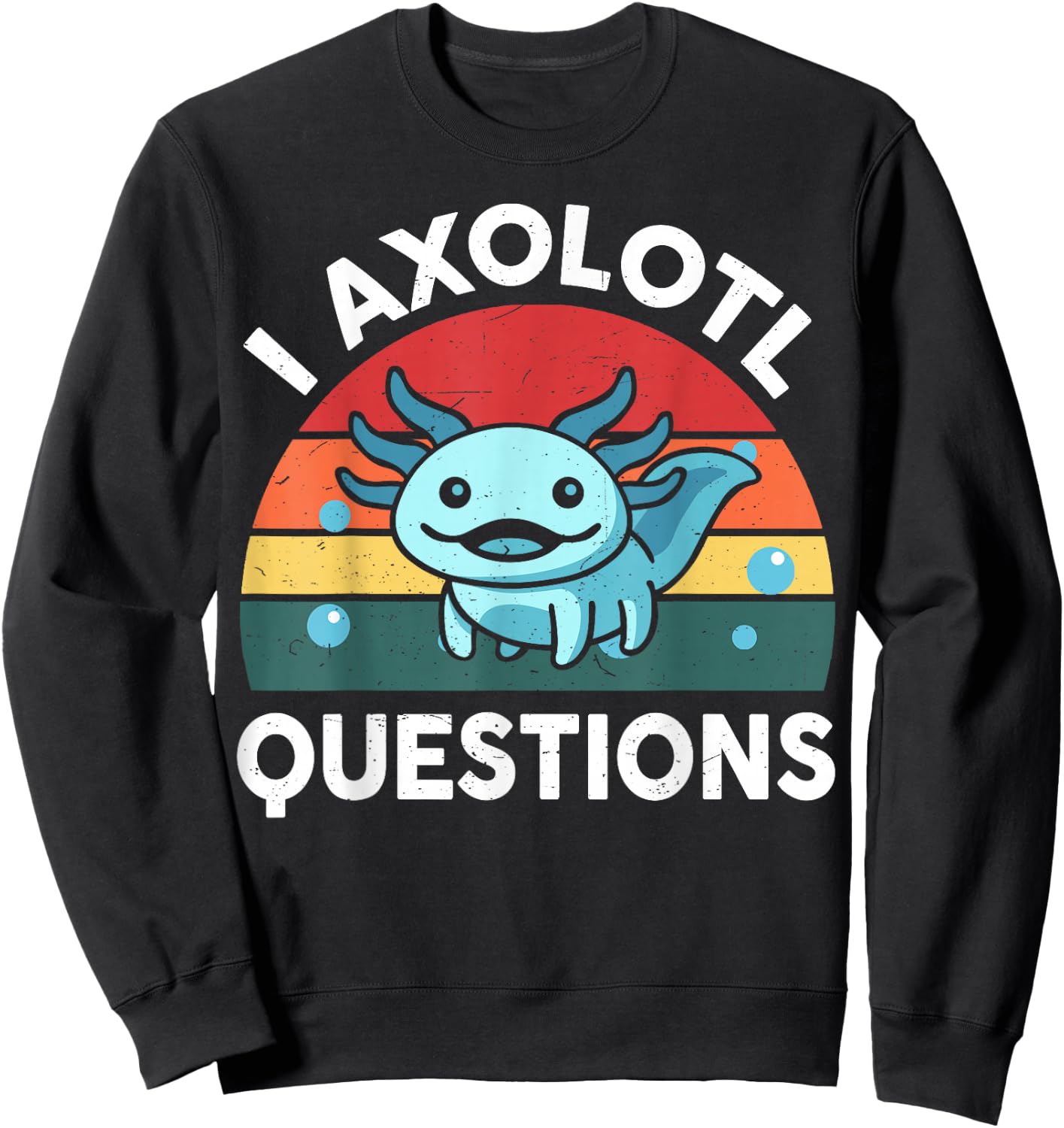 Kids I Axolotl Questions Funny Graphic Sweatshirt - Sweatshirt | Black