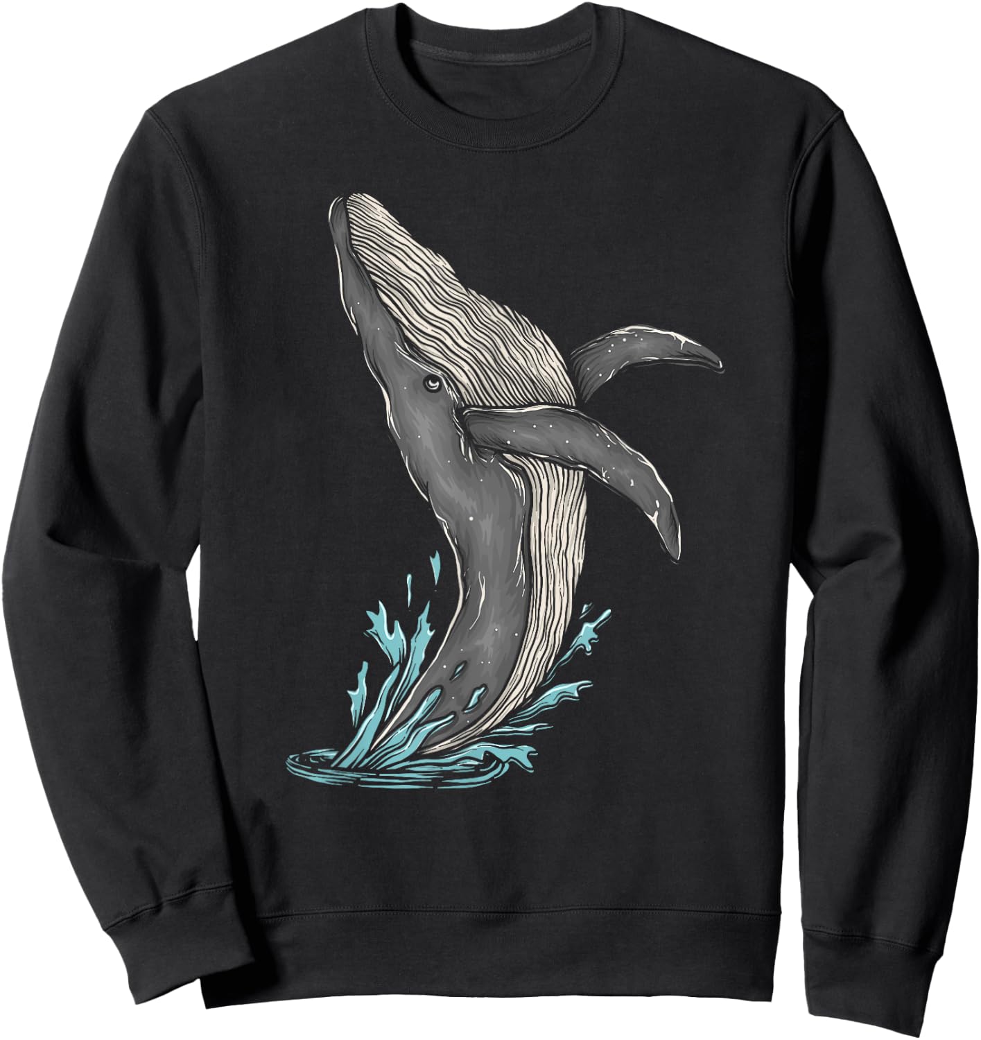 Minimalist Humpback Whale Breach Whale Watching Sweatshirt - Sweatshirt | Black