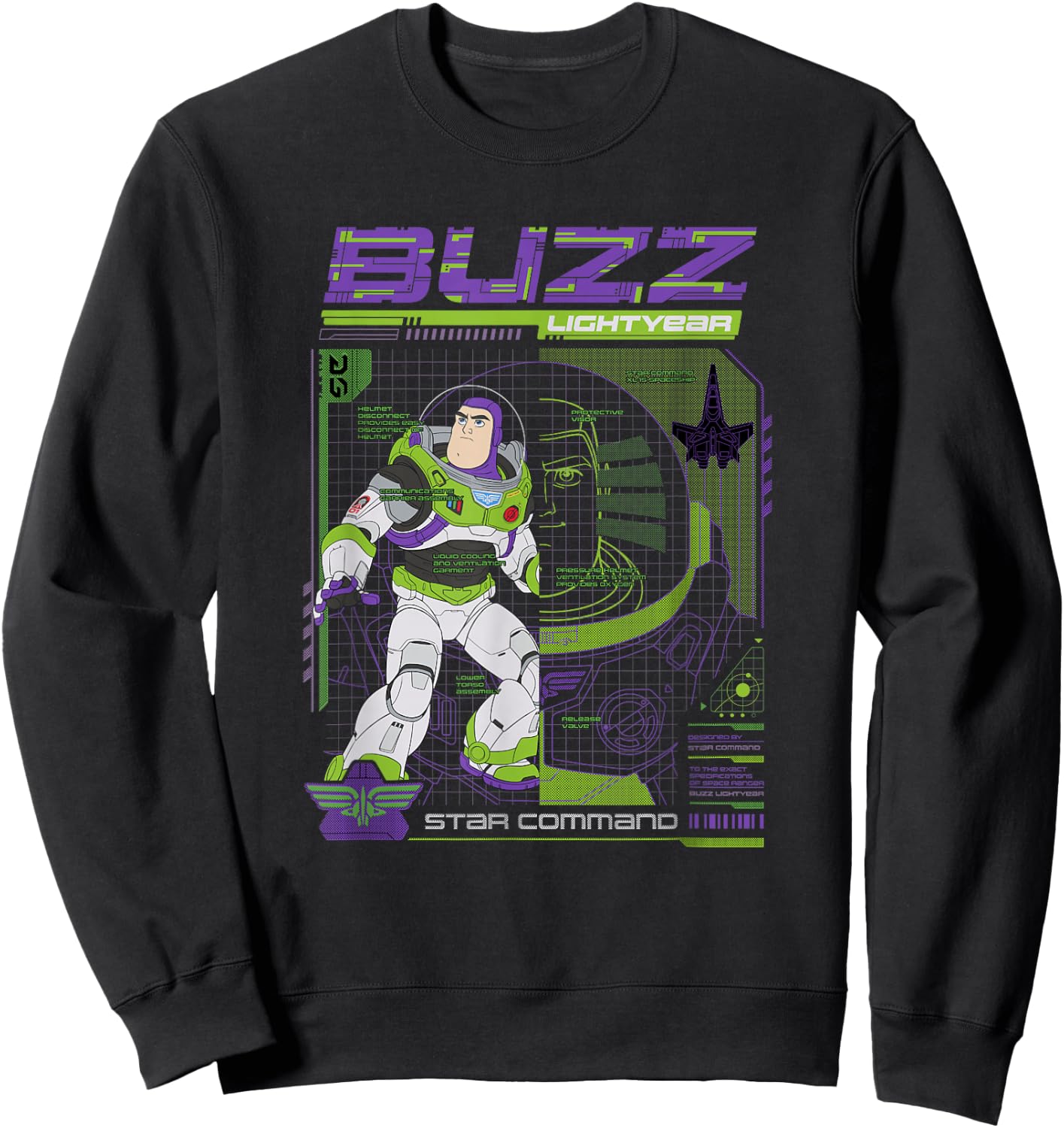 Disney Pixar Lightyear Buzz Star Command Schematics Shot V2 Sweatshirt - Sweatshirt | Black