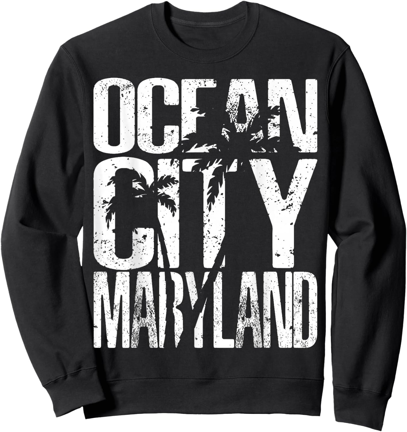 OCMD Ocean City Maryland retro vintage palm tree Sweatshirt - Sweatshirt | Black