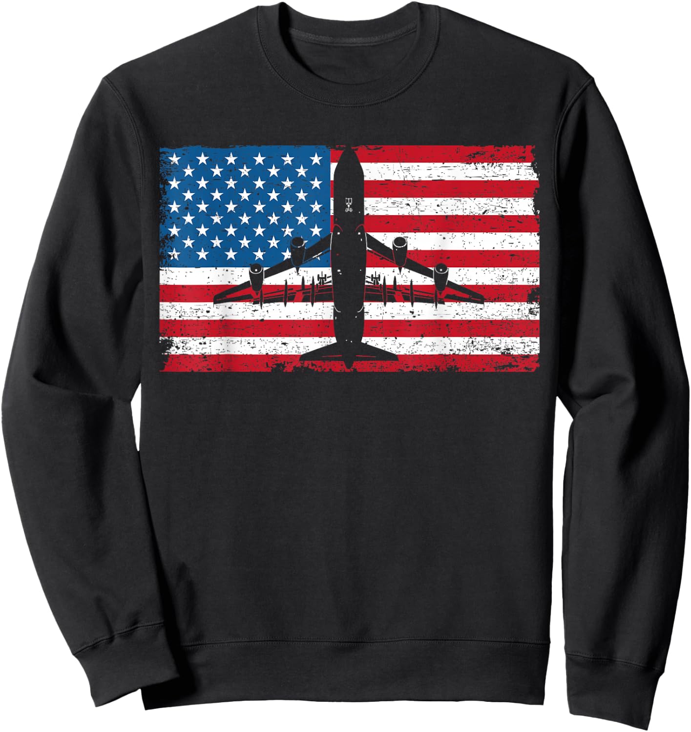Patriotic KC-135 Stratotanker jet American flag Sweatshirt - Sweatshirt | Black