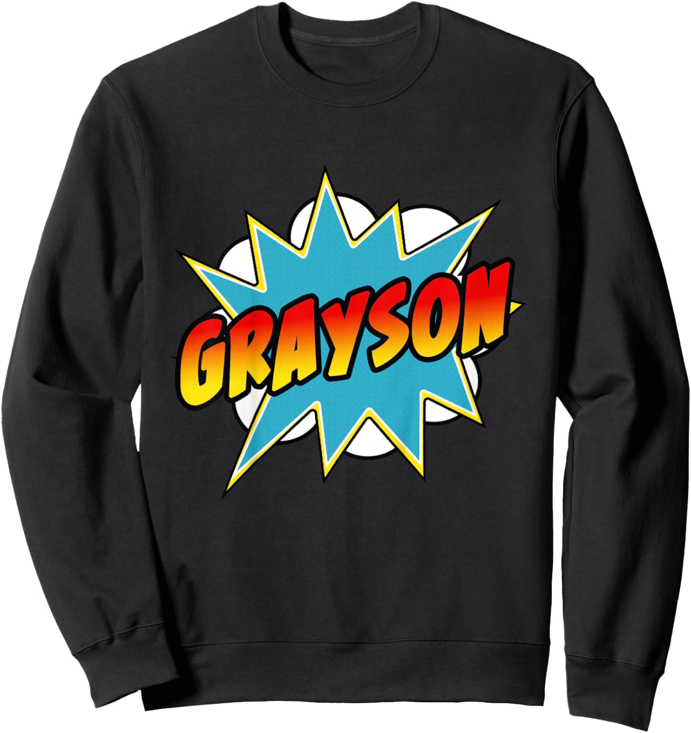 Kids Boys Grayson Comic Book Superhero Name Sweatshirt - Sweatshirt | Black