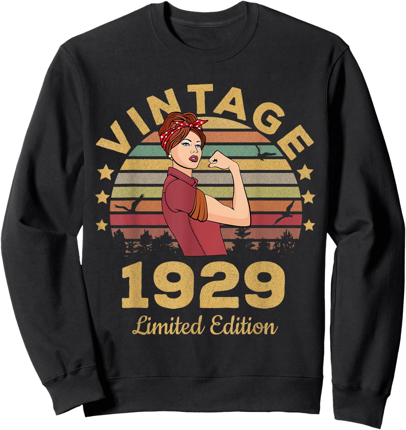 Vintage 1929 Made In 1929 92nd Birthday Women 92 Years Sweatshirt - Sweatshirt | Black