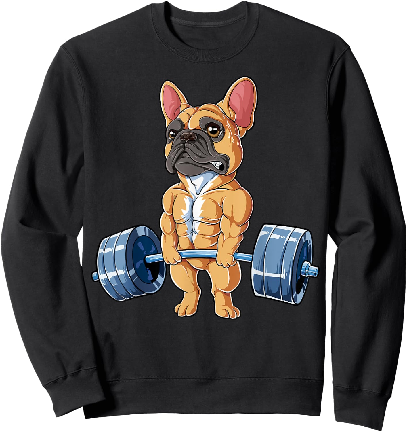 French Bulldog Weightlifting Funny Fawn Deadlift Fitness Gym Sweatshirt - Sweatshirt | Black