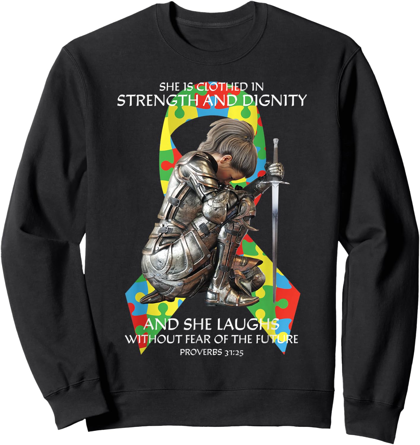 Autism Mom Shirt Christian Autism Awareness Shirts Women Sweatshirt - Sweatshirt | Black