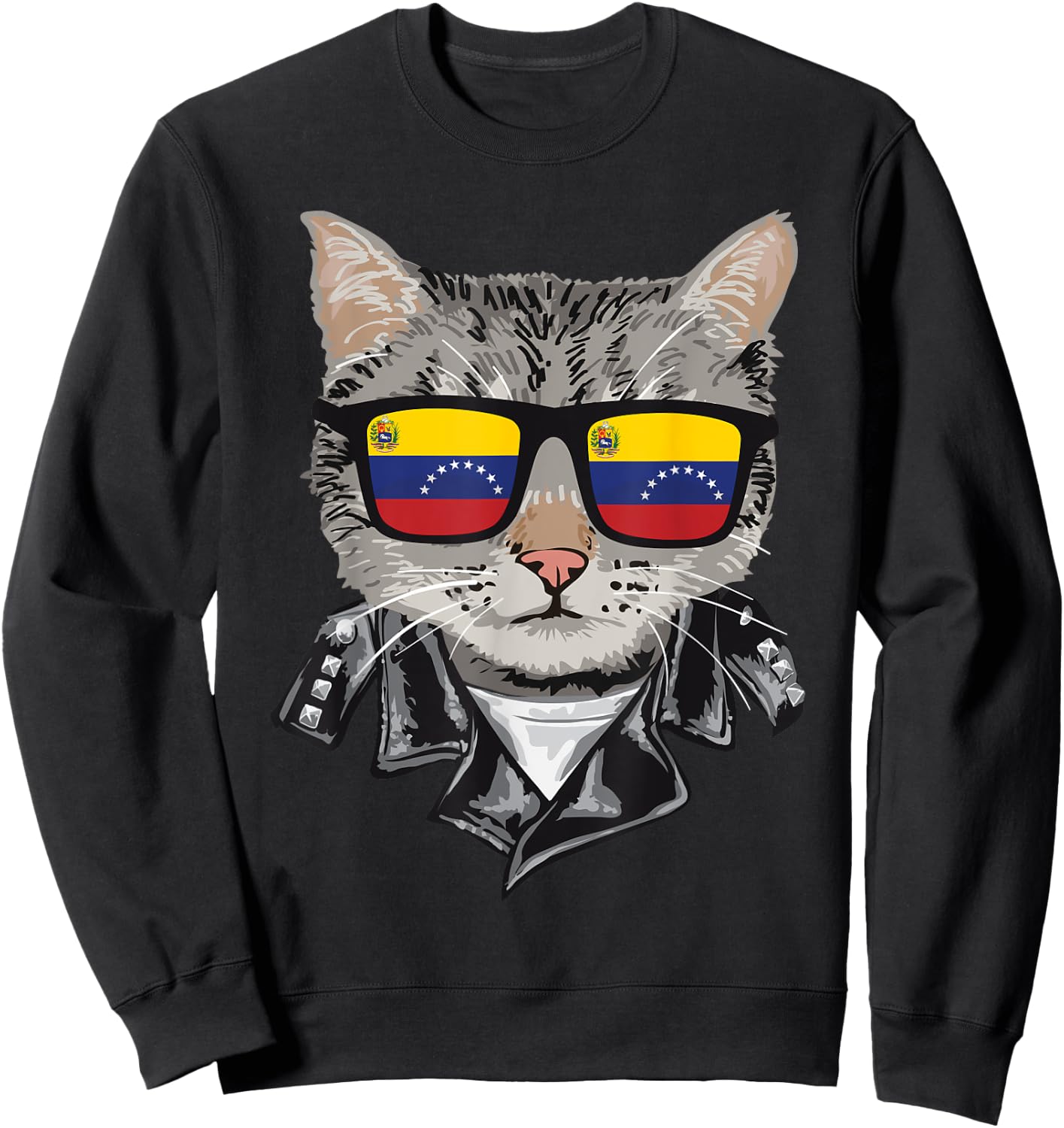 Cat Venezuela Flag Sunglasses - Cool Venezuelan Cat Women Sweatshirt - Sweatshirt | Black