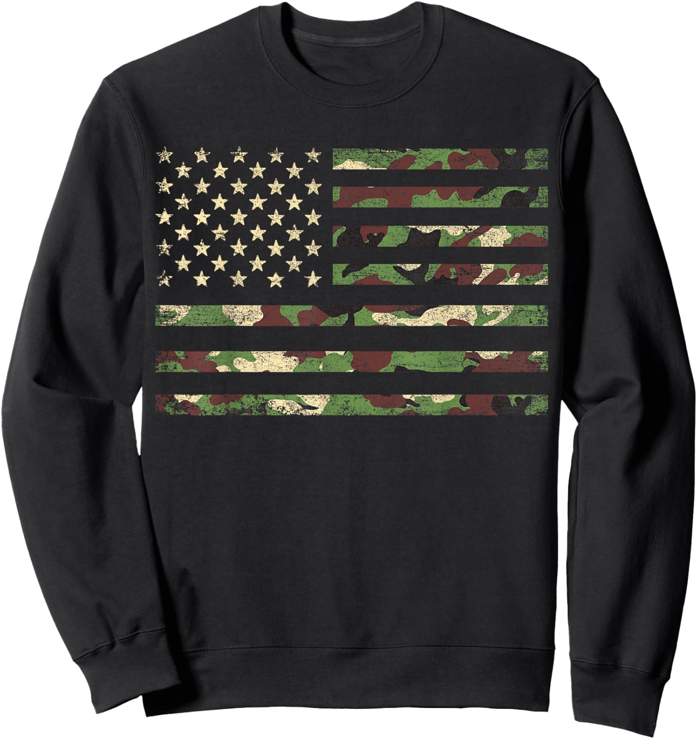 Patriotic USA Flag 4th of July Camo American Flag Camouflage Sweatshirt - Sweatshirt | Black