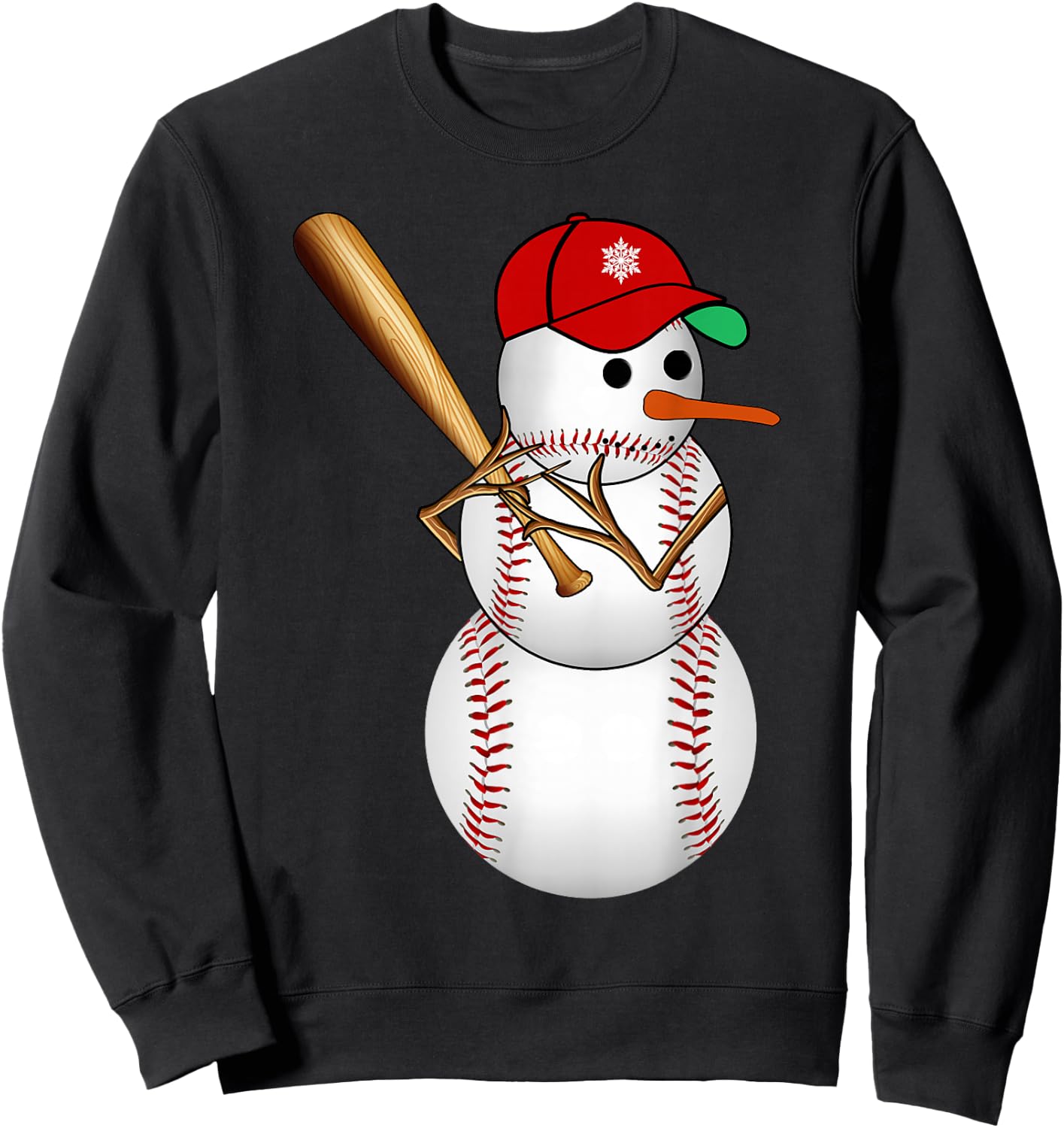 Baseball Snowman Balls Snow Christmas Xmas Gifts Men Women Sweatshirt - Sweatshirt | Black