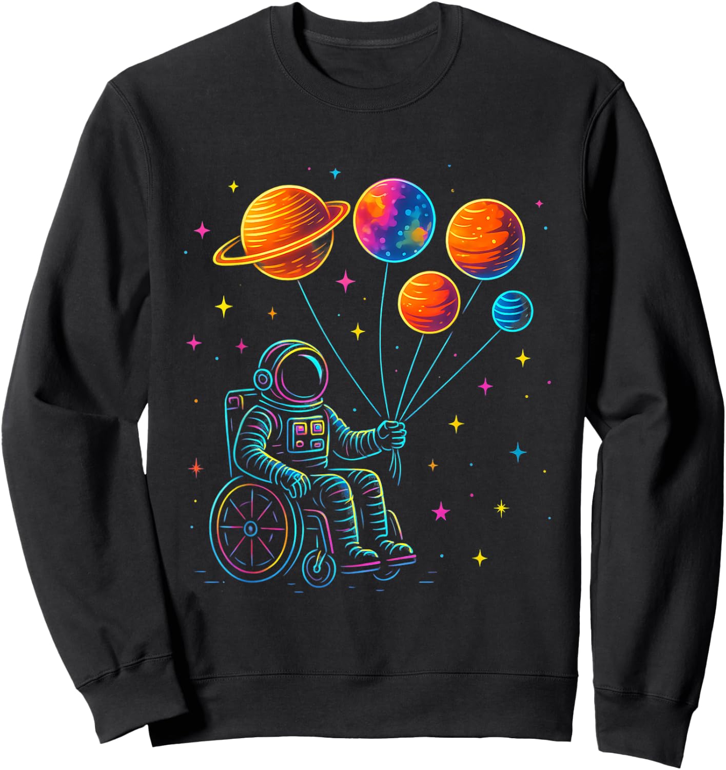 Wheelchair Astronaut Motivation Kids Space Sweatshirt - Sweatshirt | Black