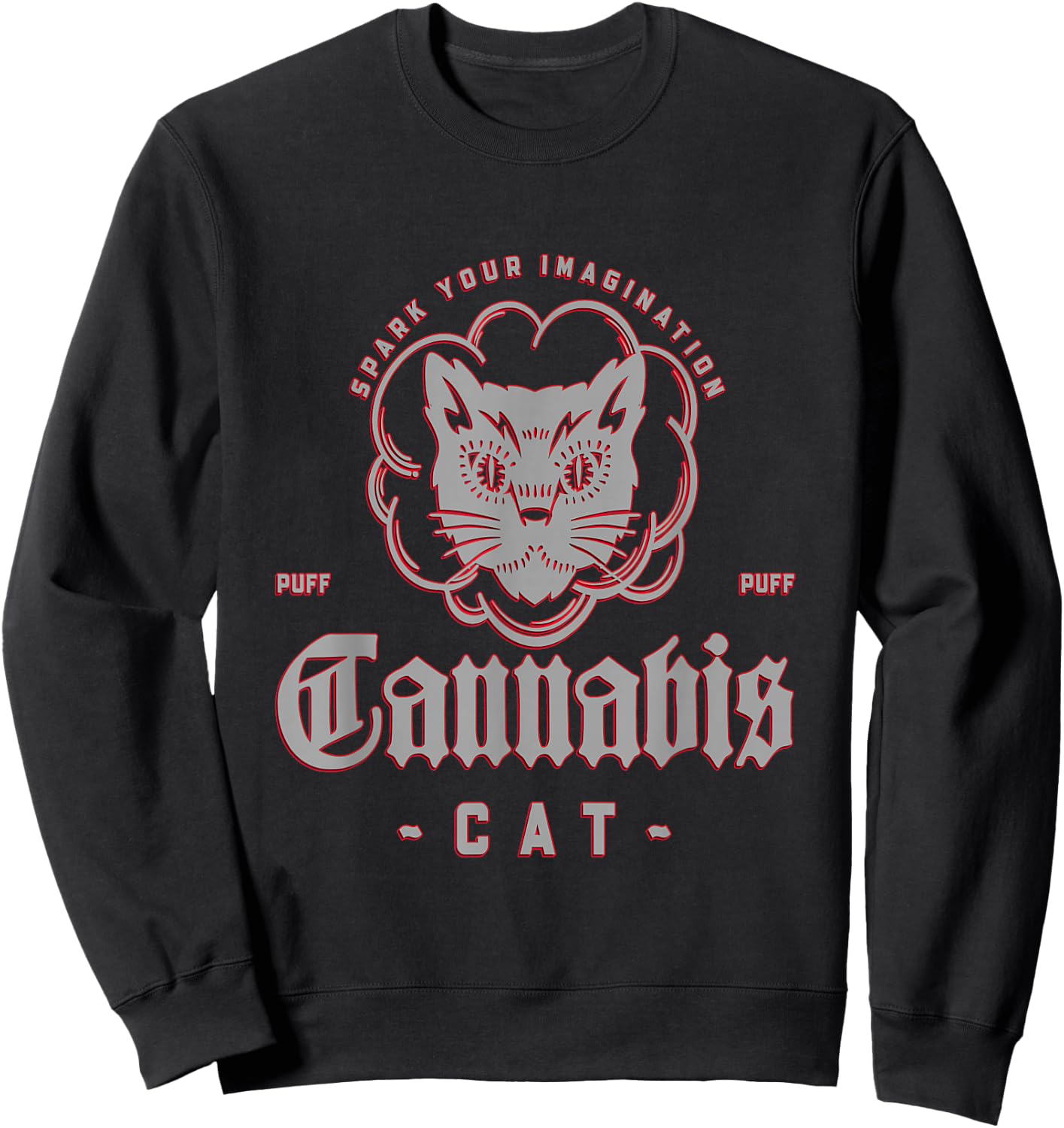 Cannabis Cat Weed Strain Stoner Sweatshirt - Sweatshirt | Black