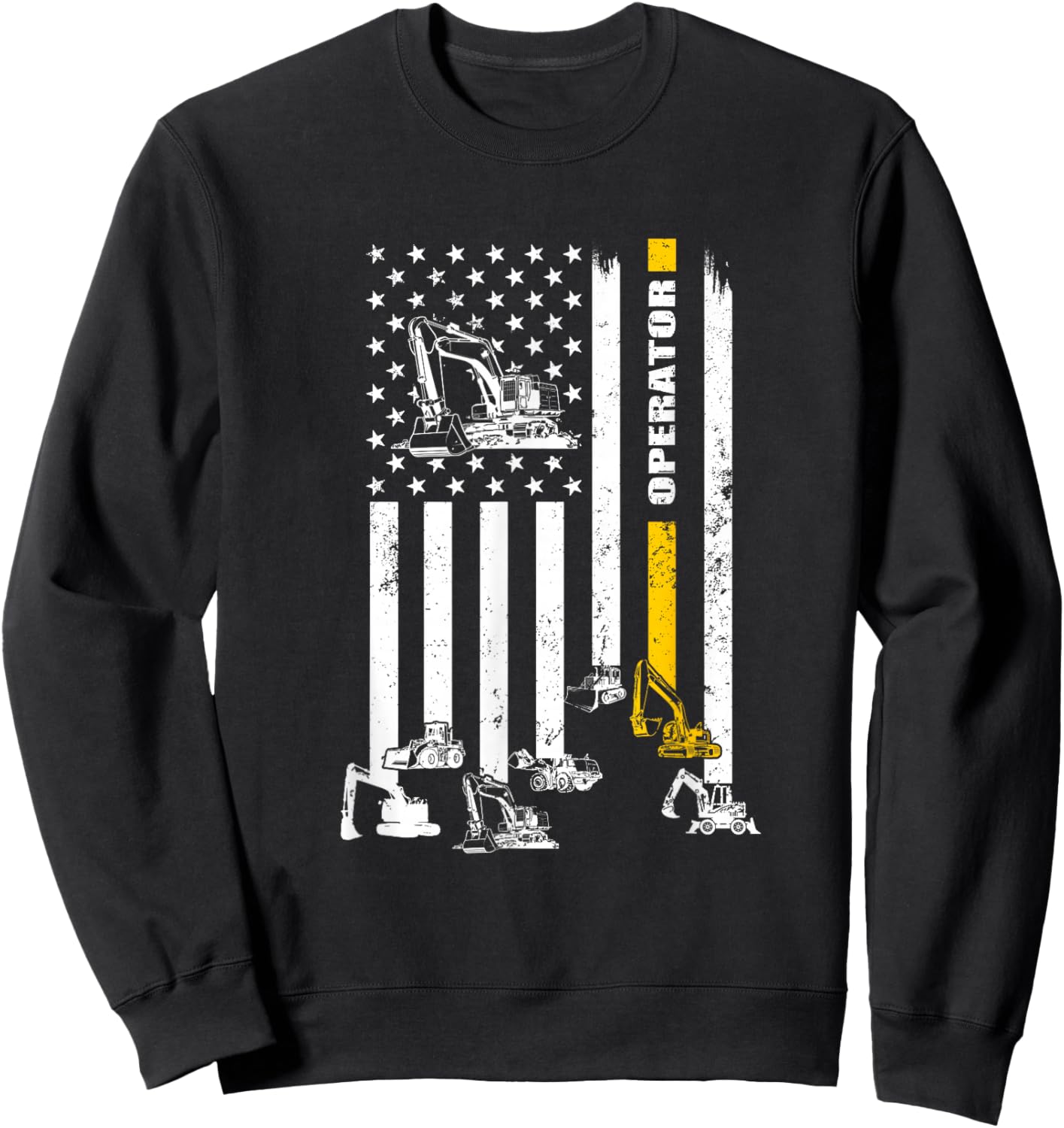 Heavy Equipment Operator USA Flag Operator Gift Sweatshirt - Sweatshirt | Black